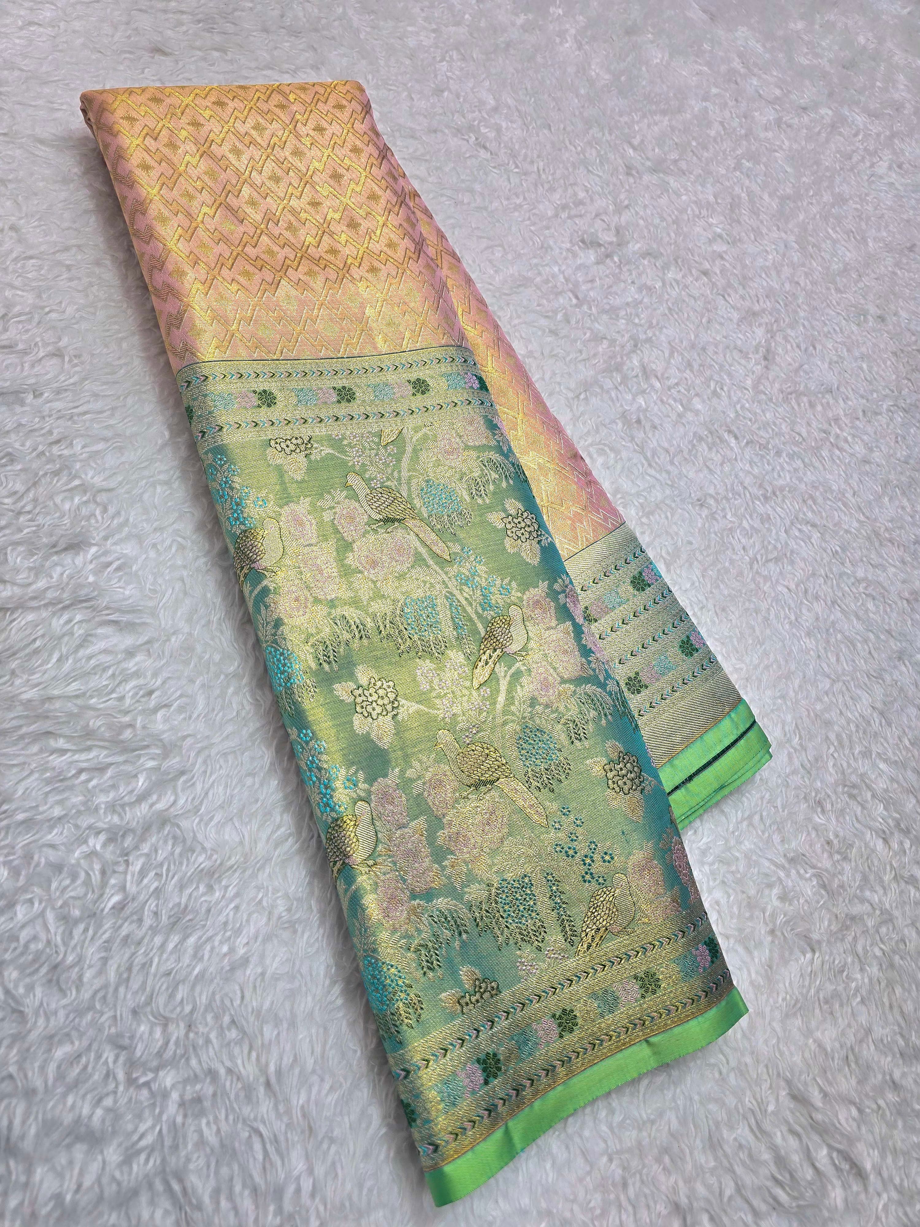 Handloom Peach Pink Silk Saree - View 1