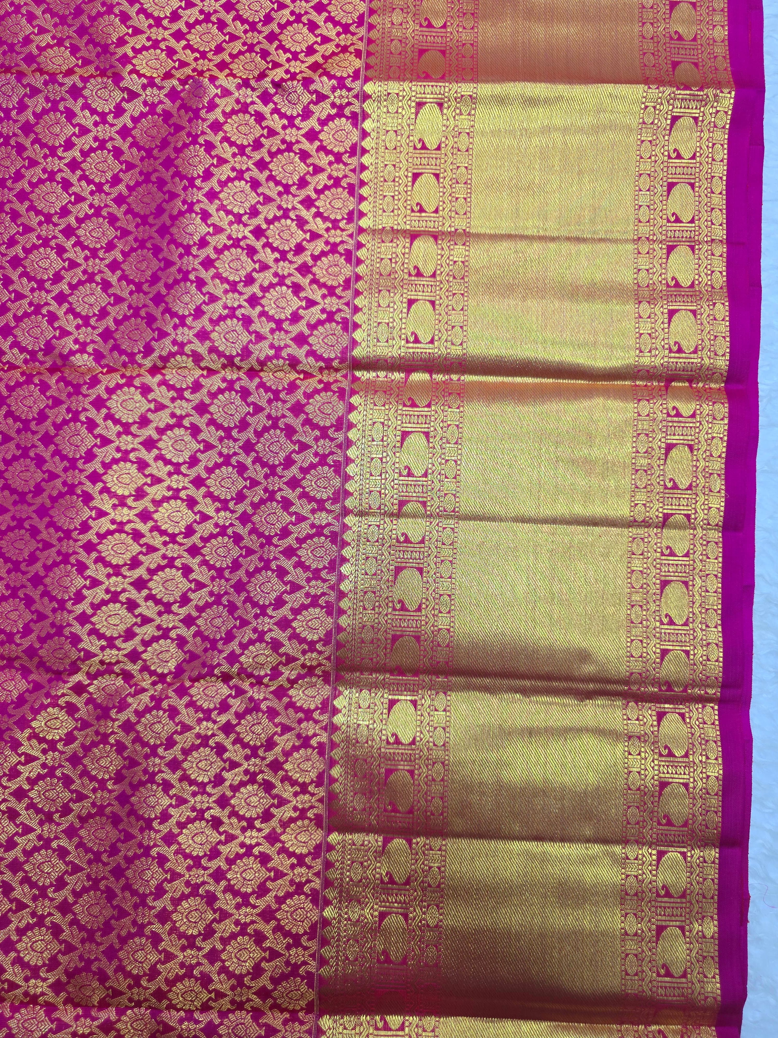 Handloom Darkpink Silk Saree thumbnail 5