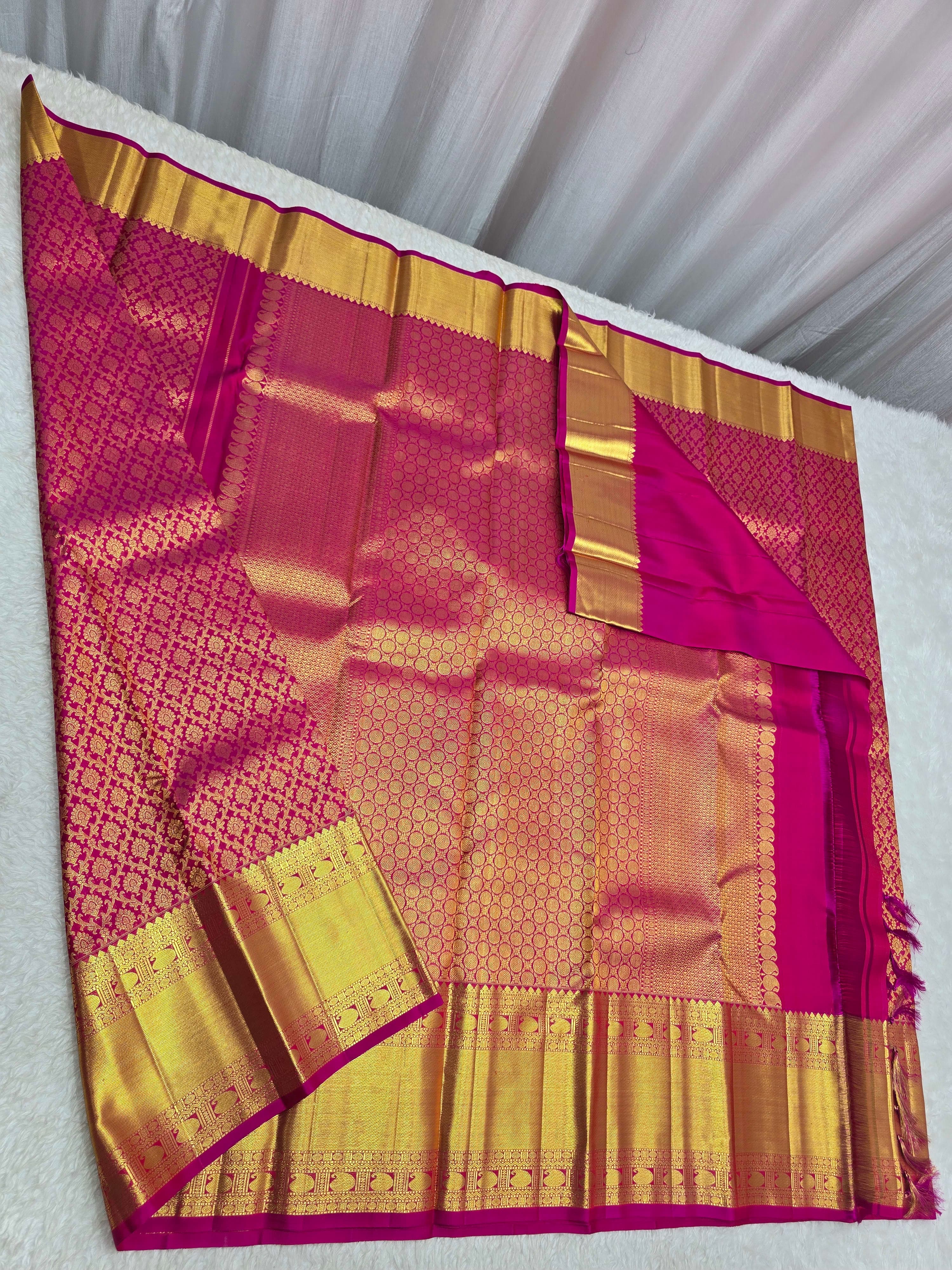 Handloom Darkpink Silk Saree thumbnail 7
