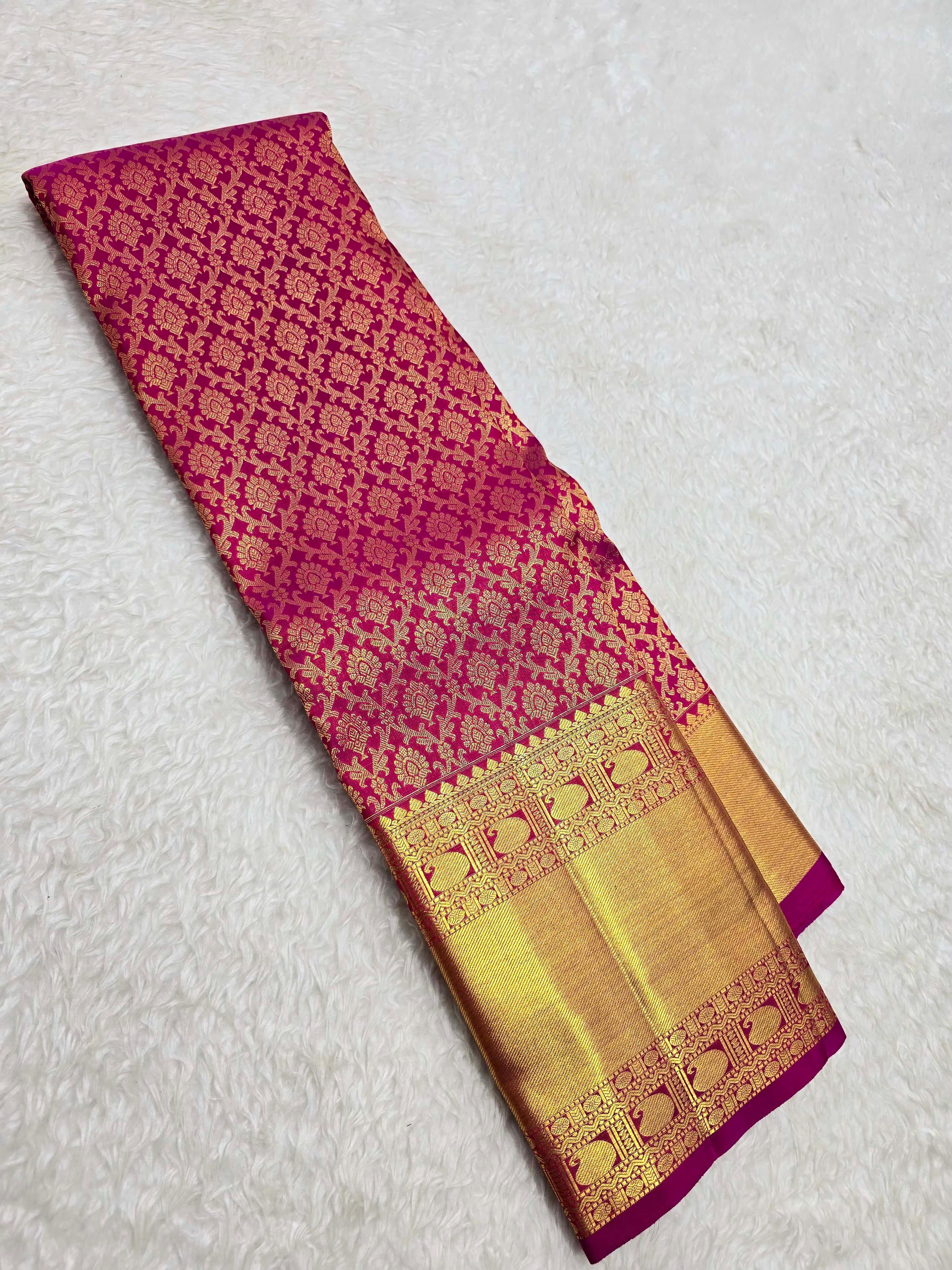 Handloom Darkpink Silk Saree - View 1