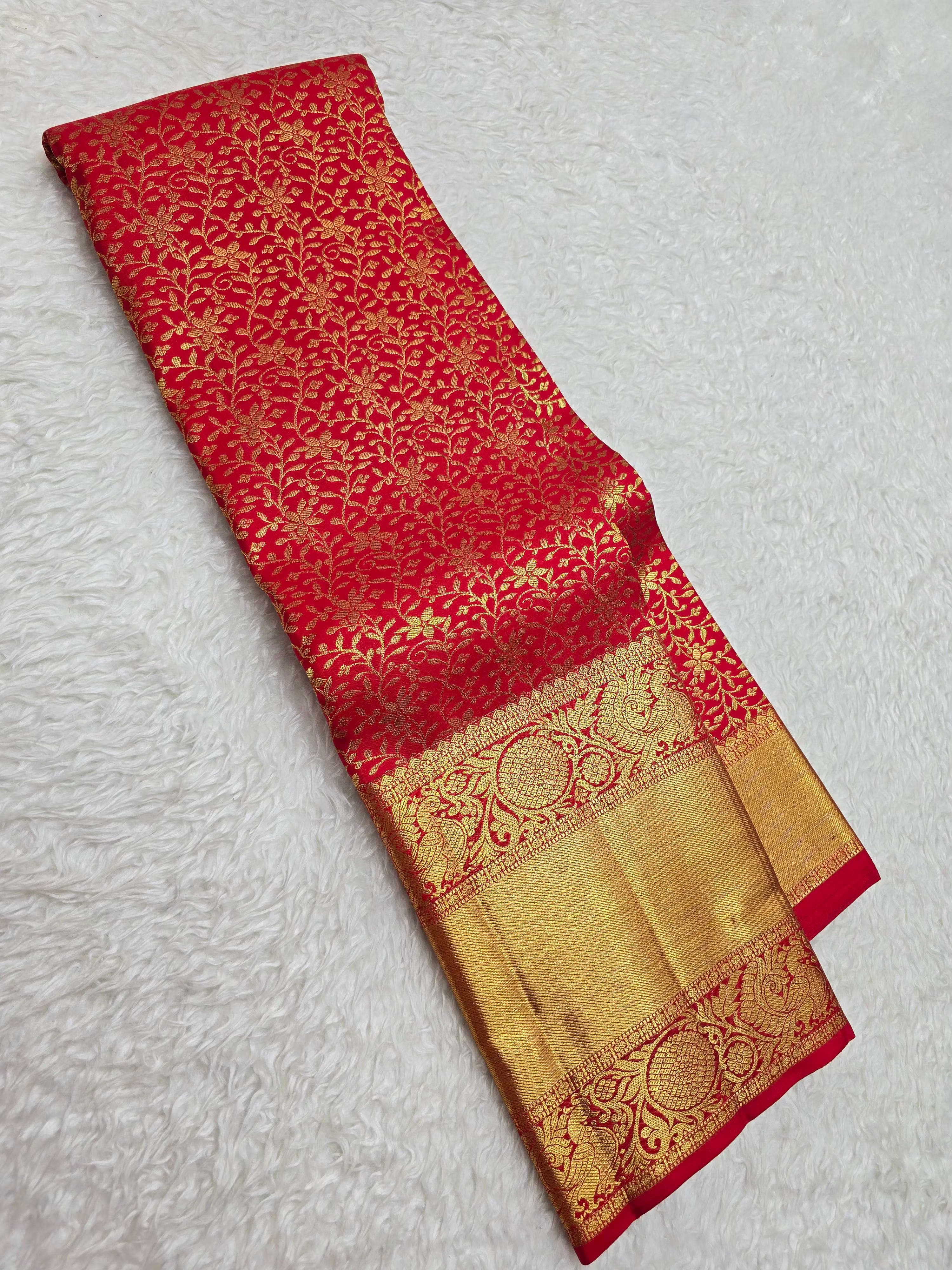 Handloom Chilli Red Silk Saree - View 1