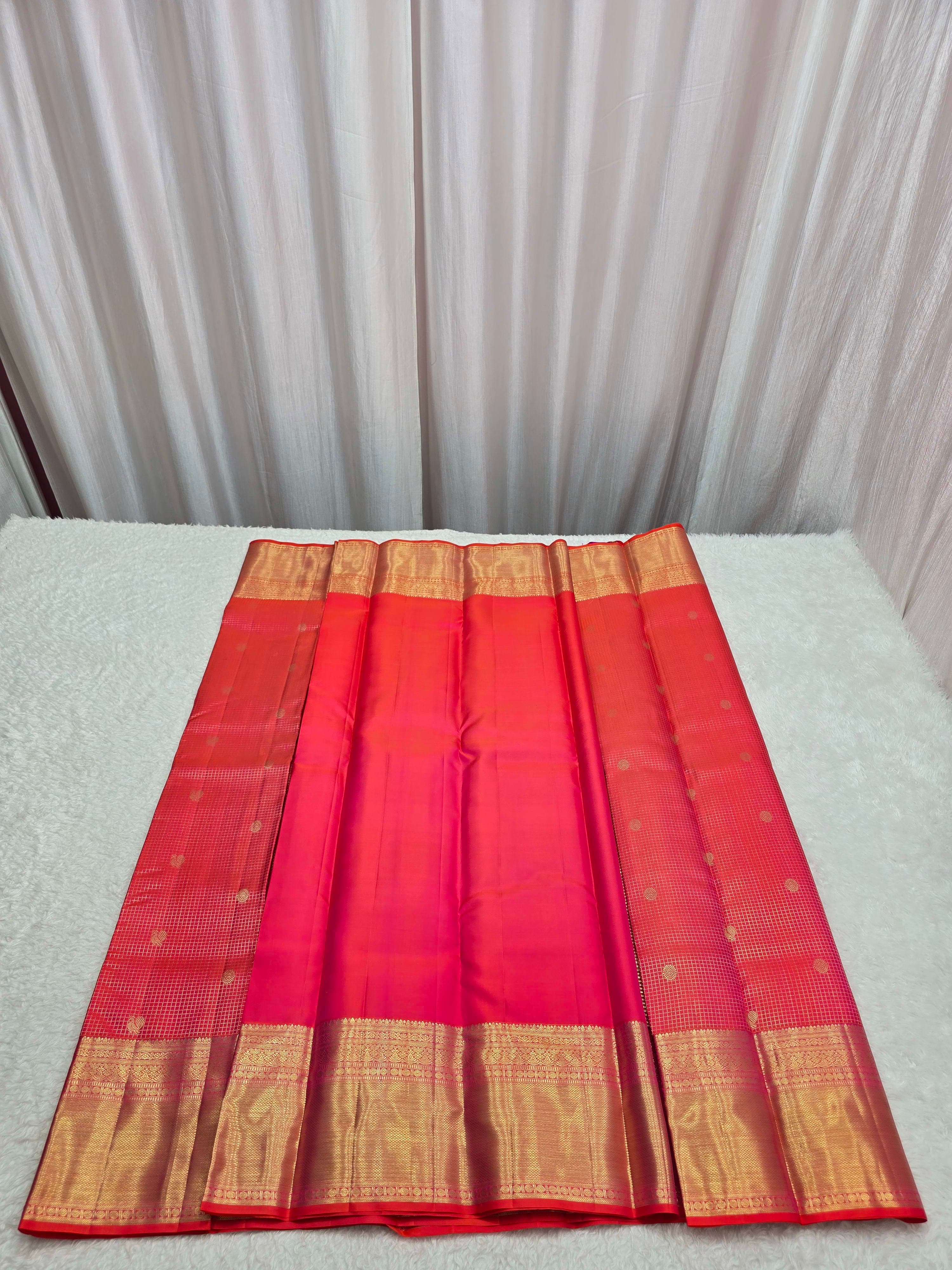 Handloom Pinkred Silk Saree thumbnail 6