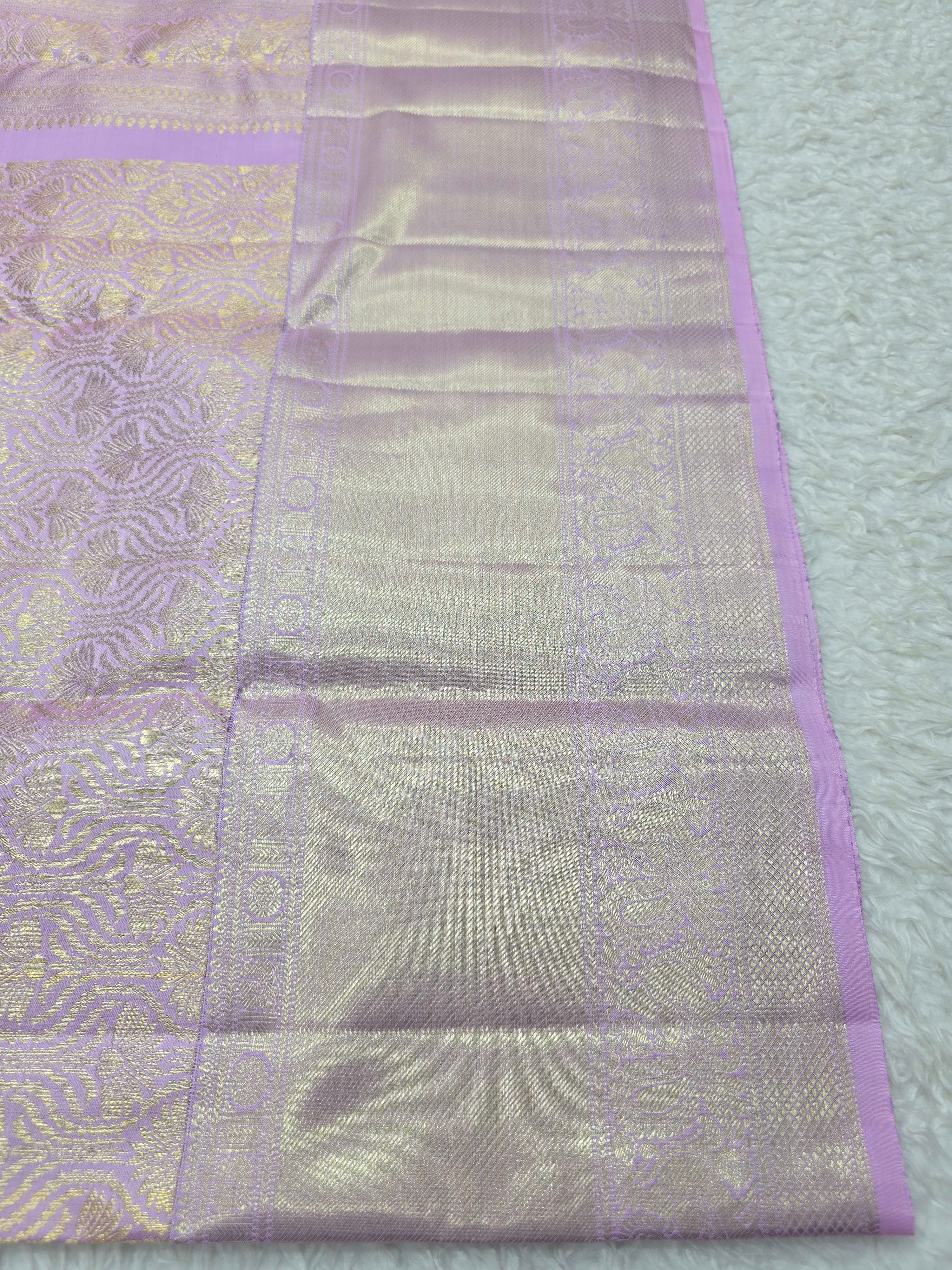 Handloom Light Lavender Silk Saree thumbnail 4