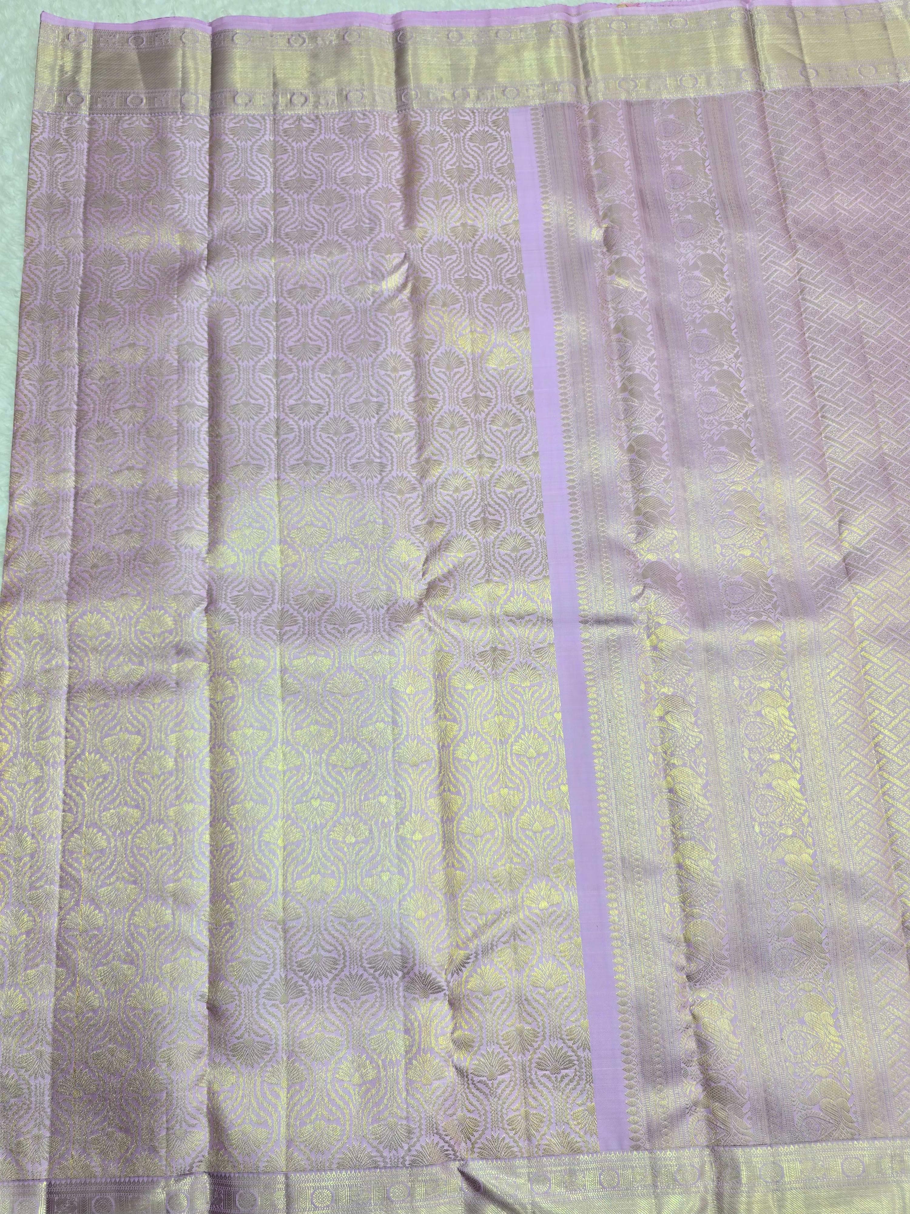 Handloom Light Lavender Silk Saree thumbnail 3