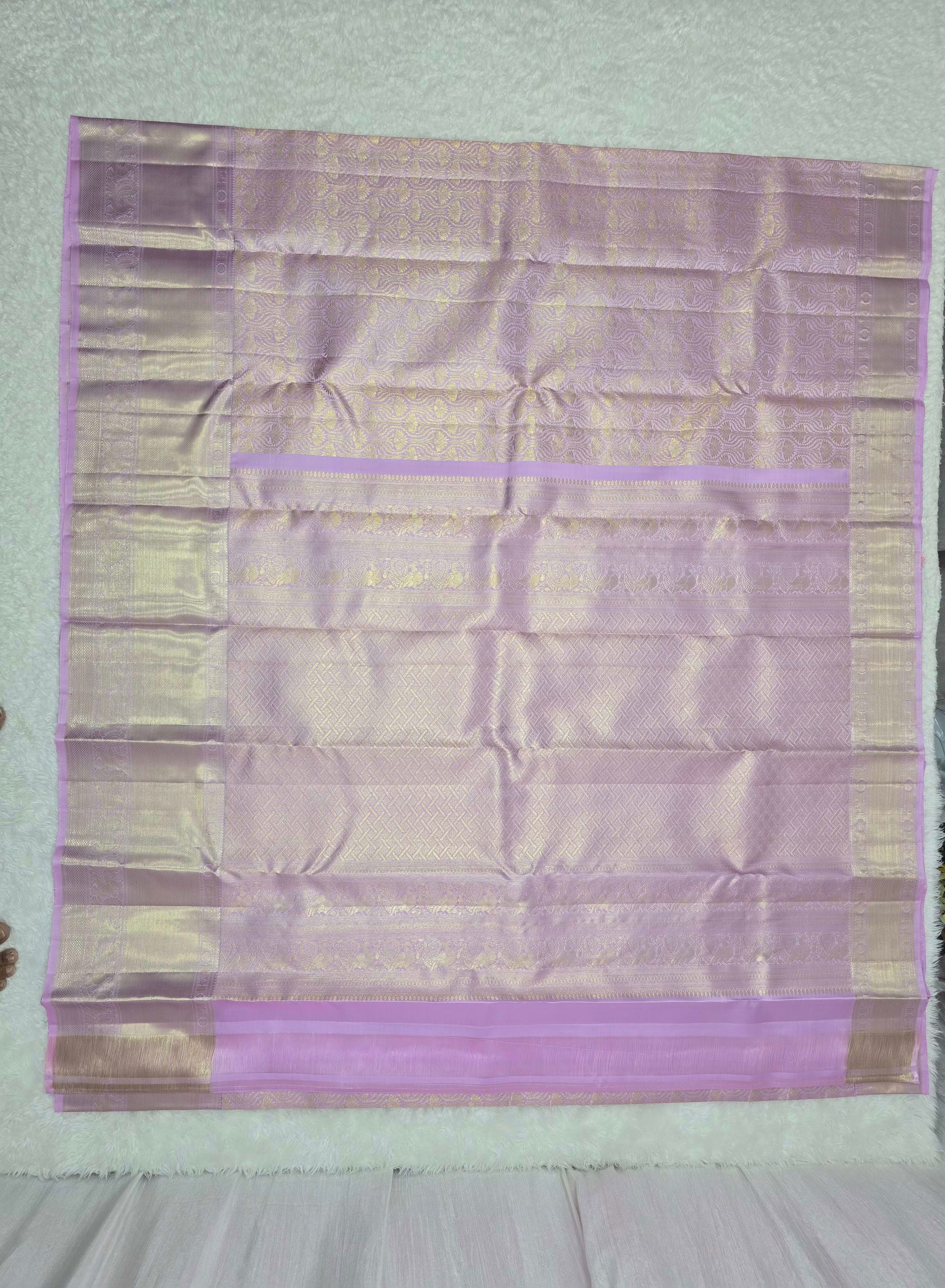 Handloom Light Lavender Silk Saree thumbnail 2