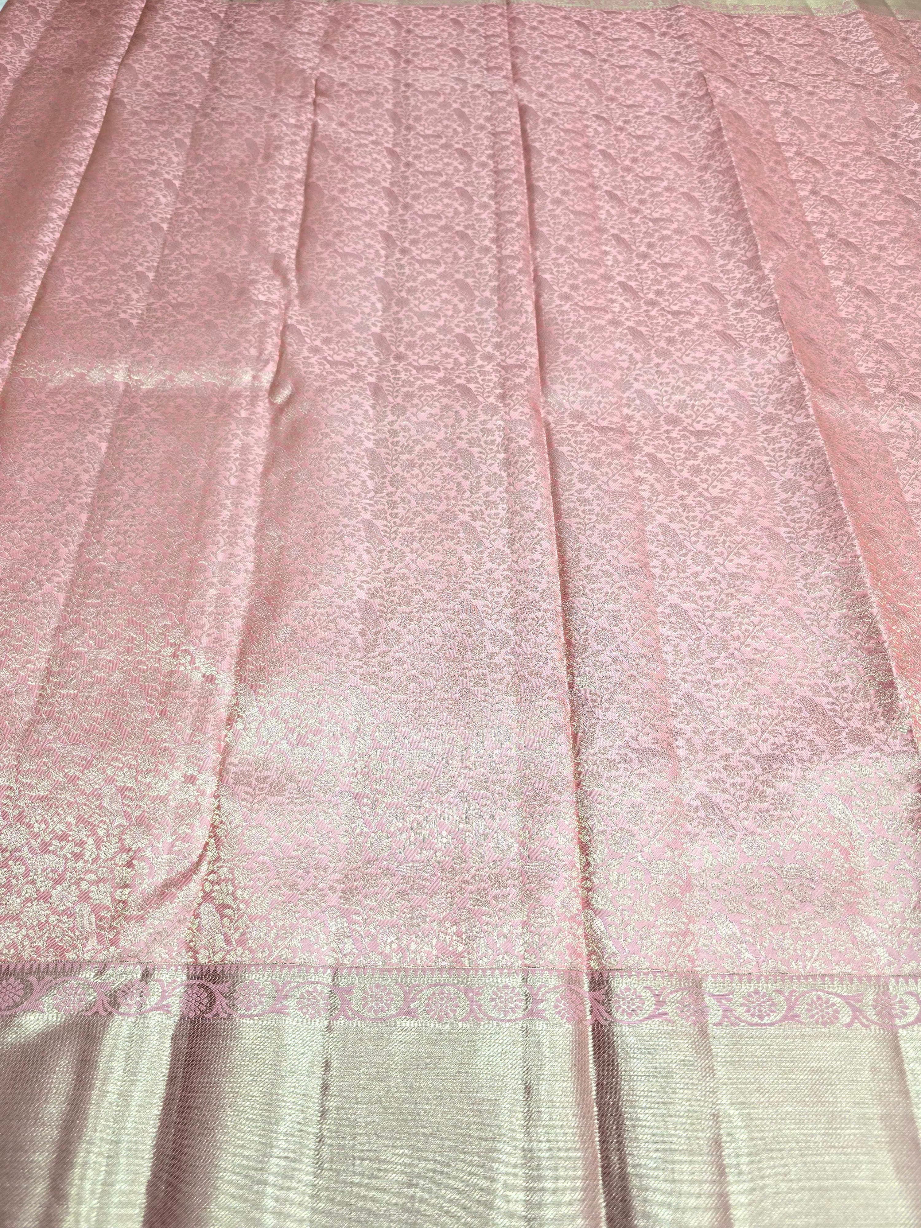 Handloom Peach Silk Saree thumbnail 4