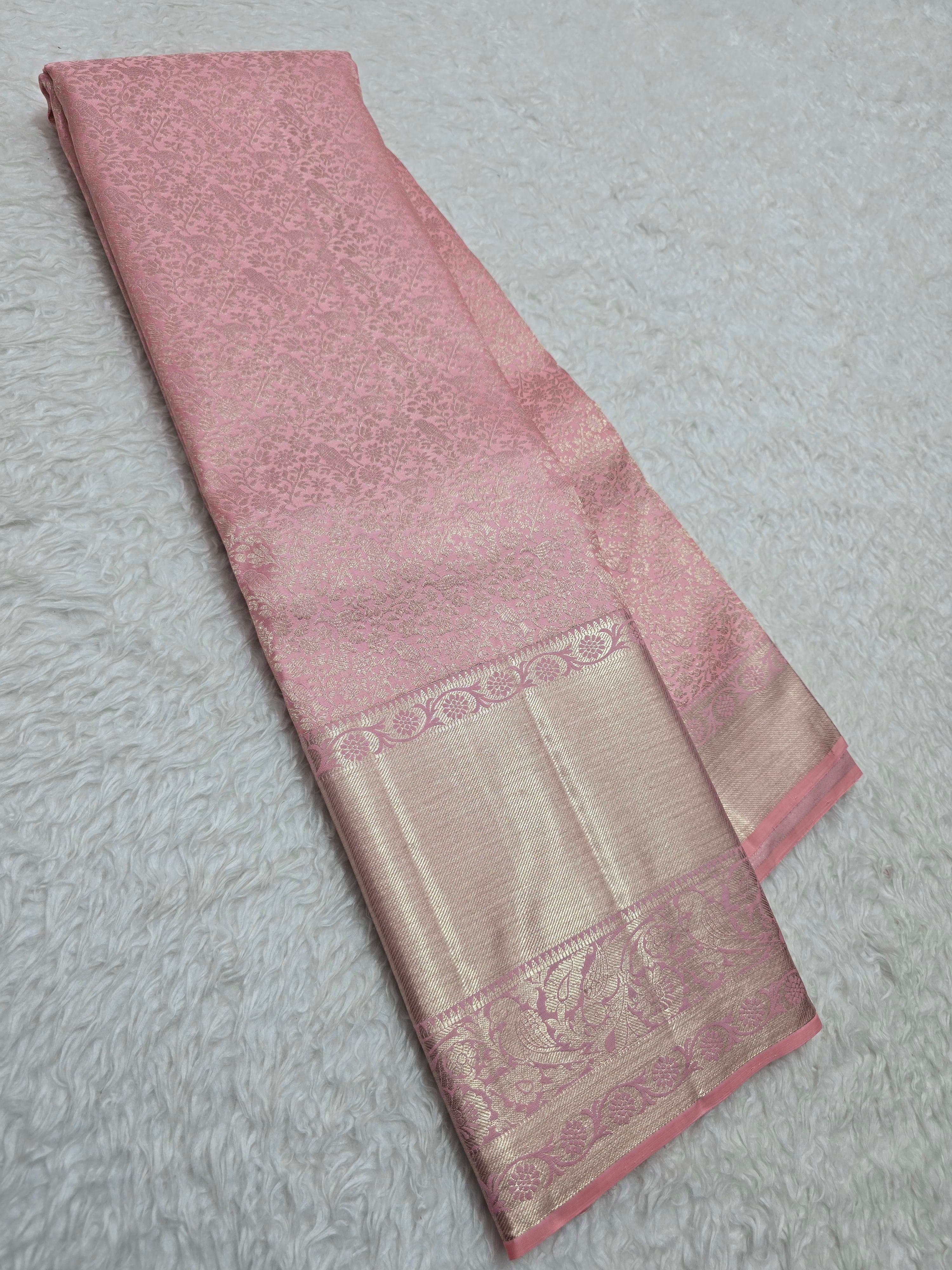 Handloom Peach Silk Saree - View 1