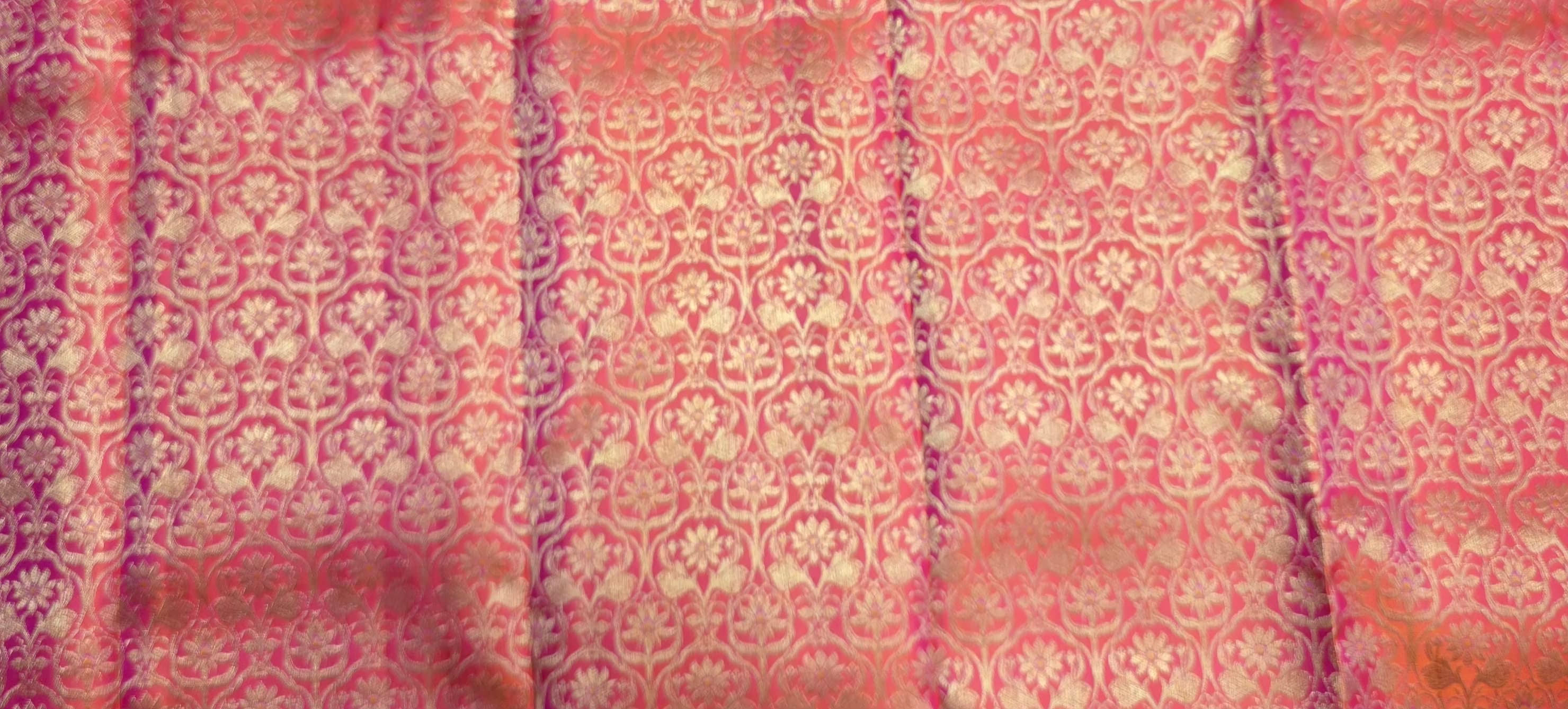 Handloom Orange Pink Silk Saree thumbnail 4