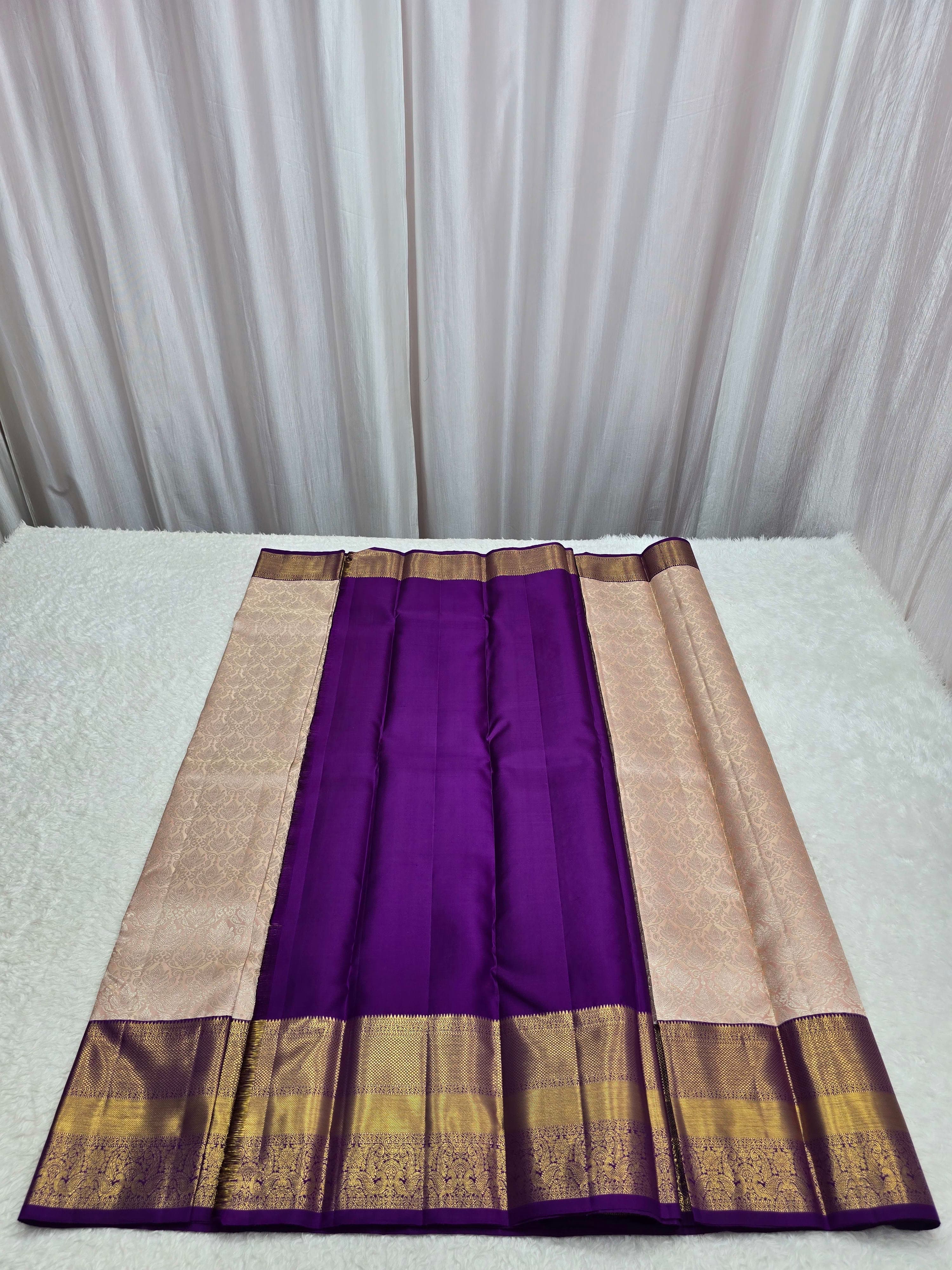 Handloom Cream Peach Silk Saree thumbnail 6