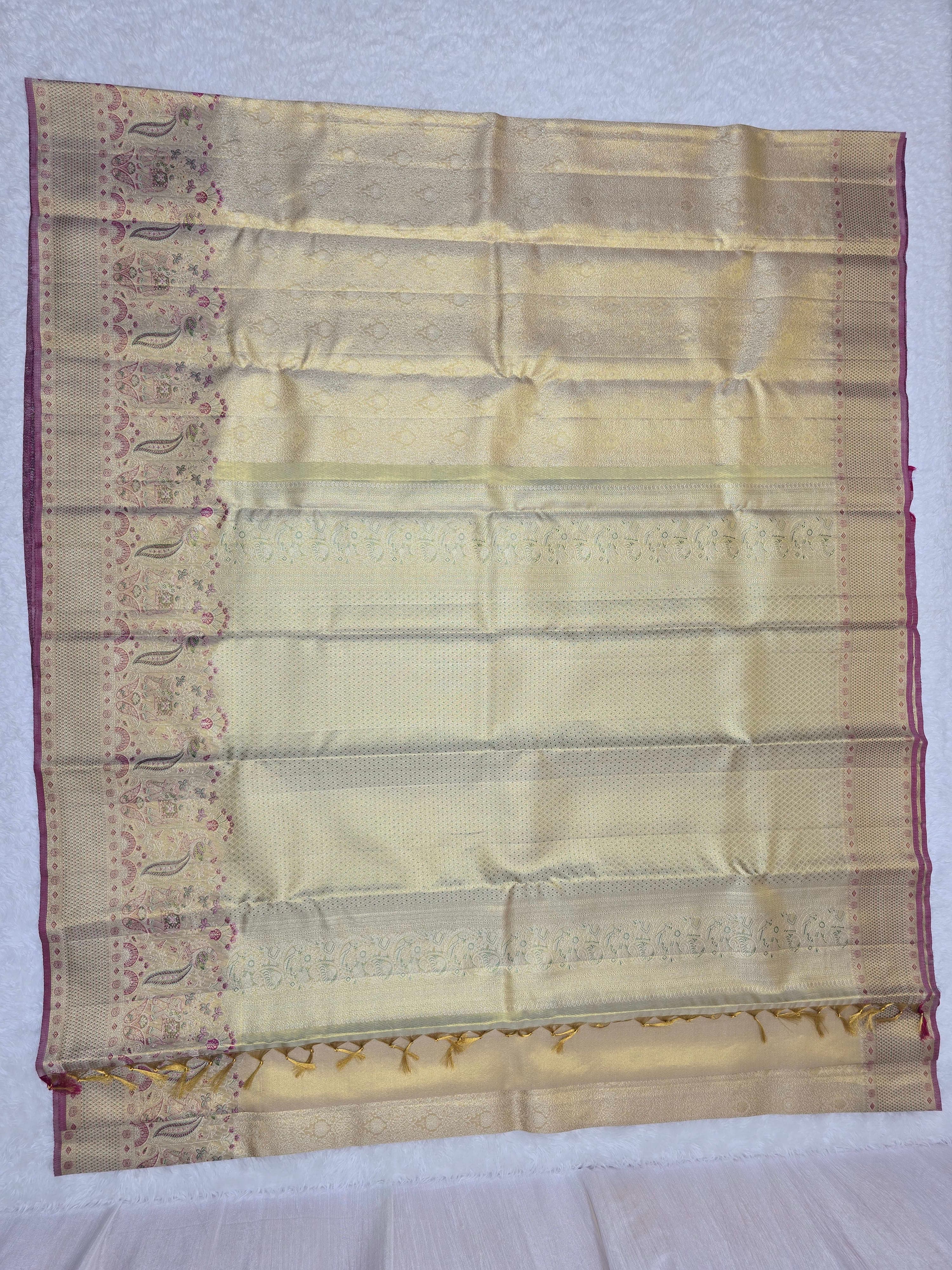 Handloom Gold Silk Saree thumbnail 3