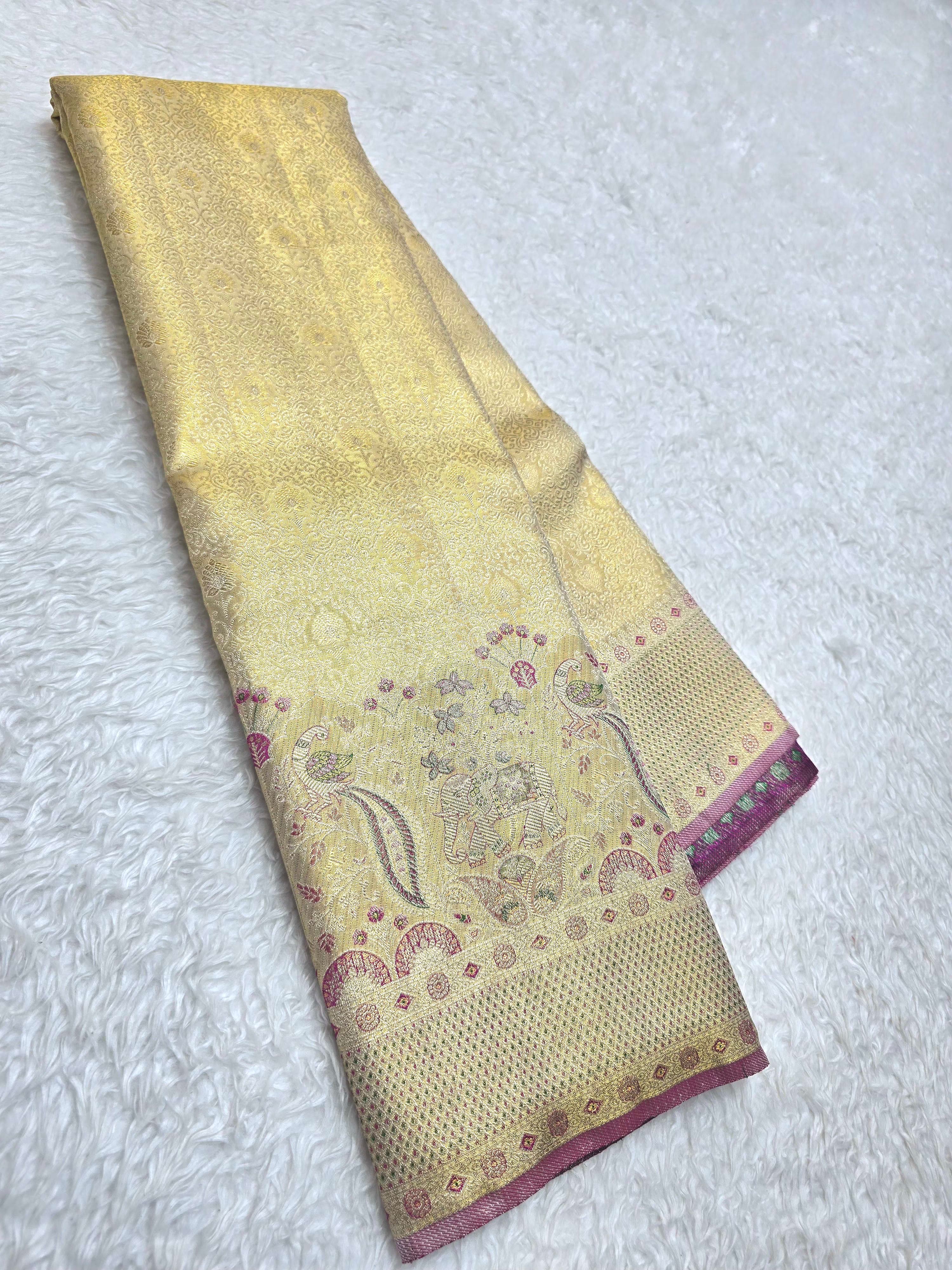 Handloom Gold Silk Saree - View 1