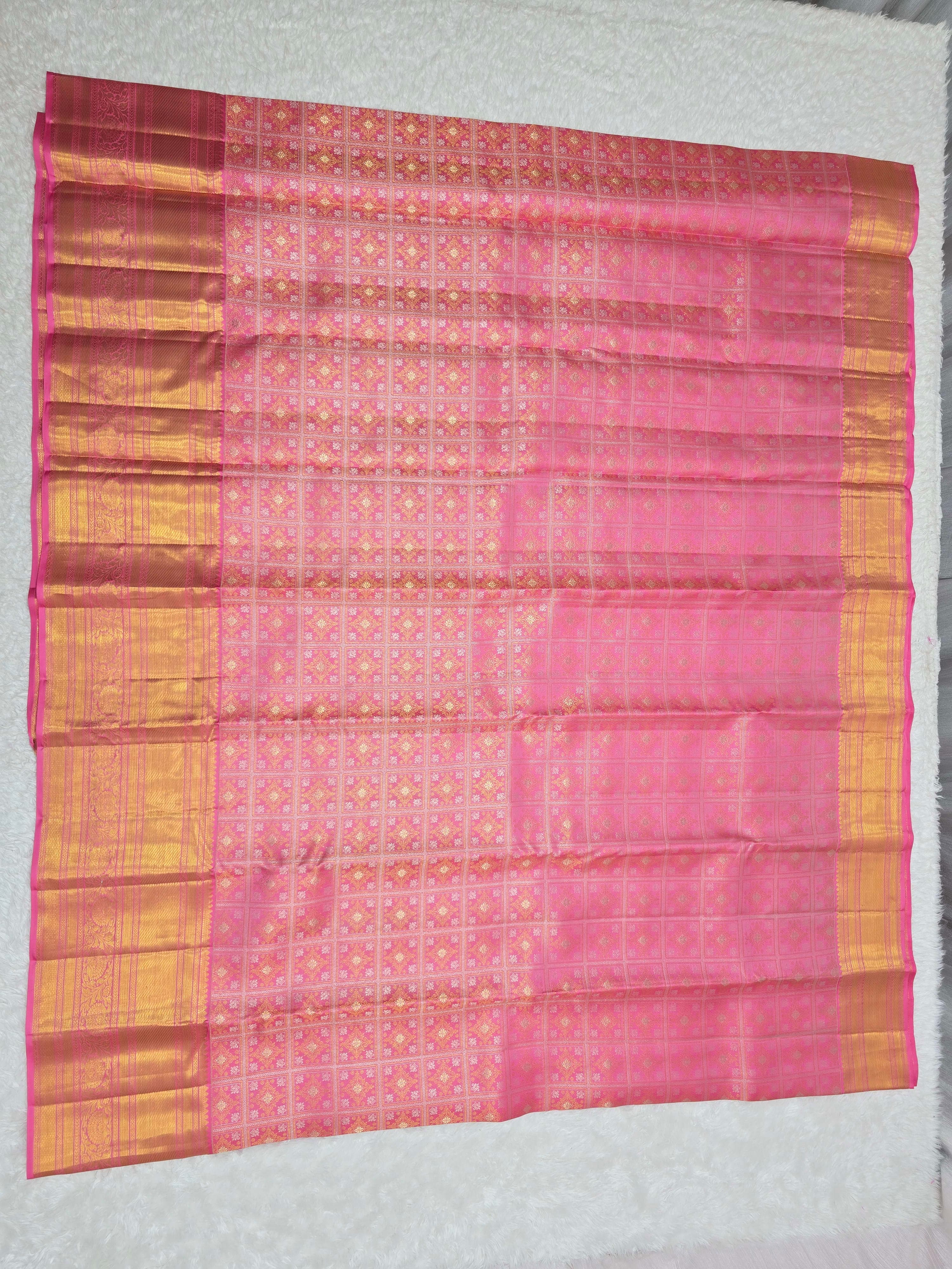 Handloom Baby Pink Silk Saree thumbnail 2