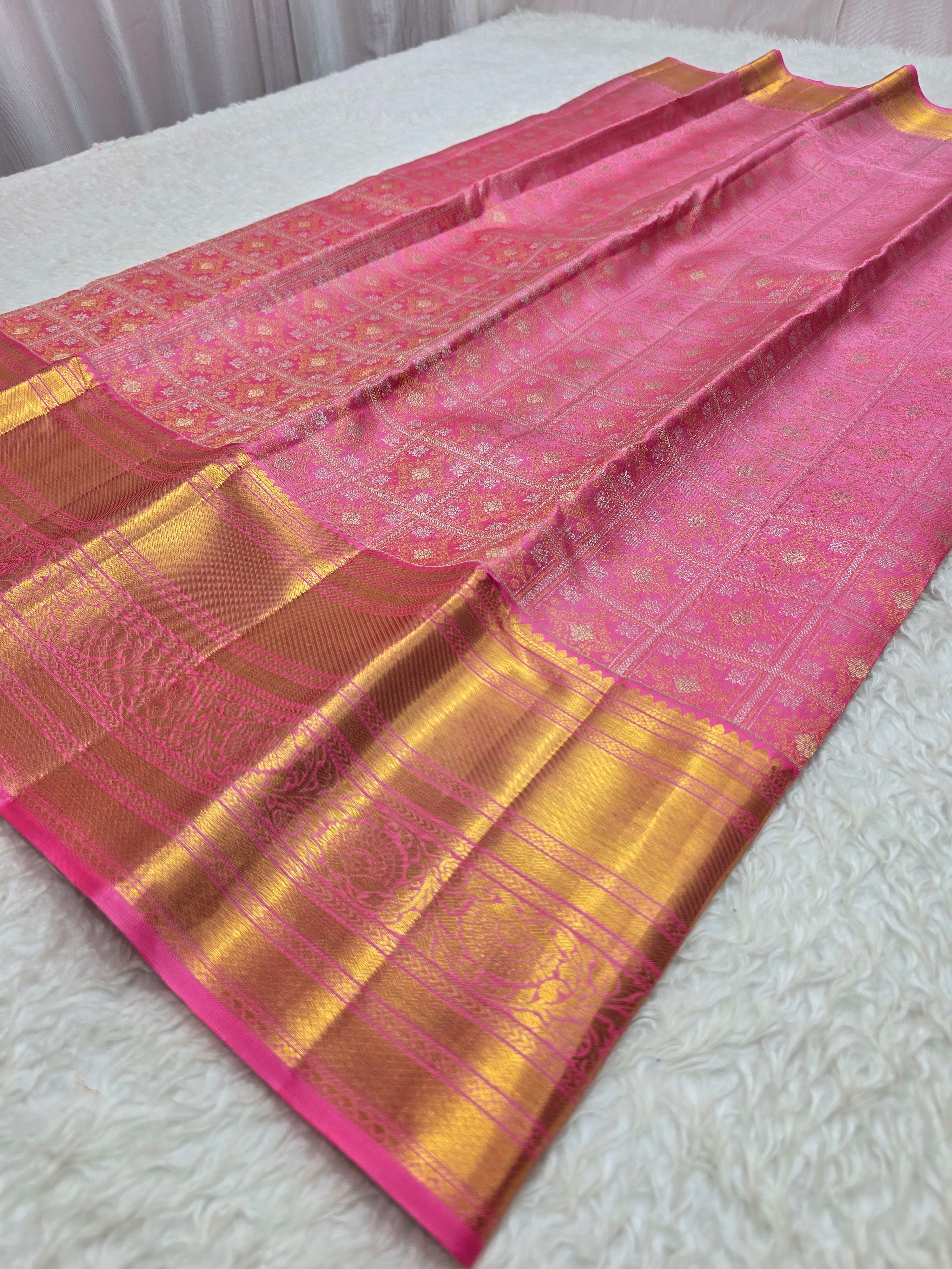 Handloom Baby Pink Silk Saree thumbnail 5