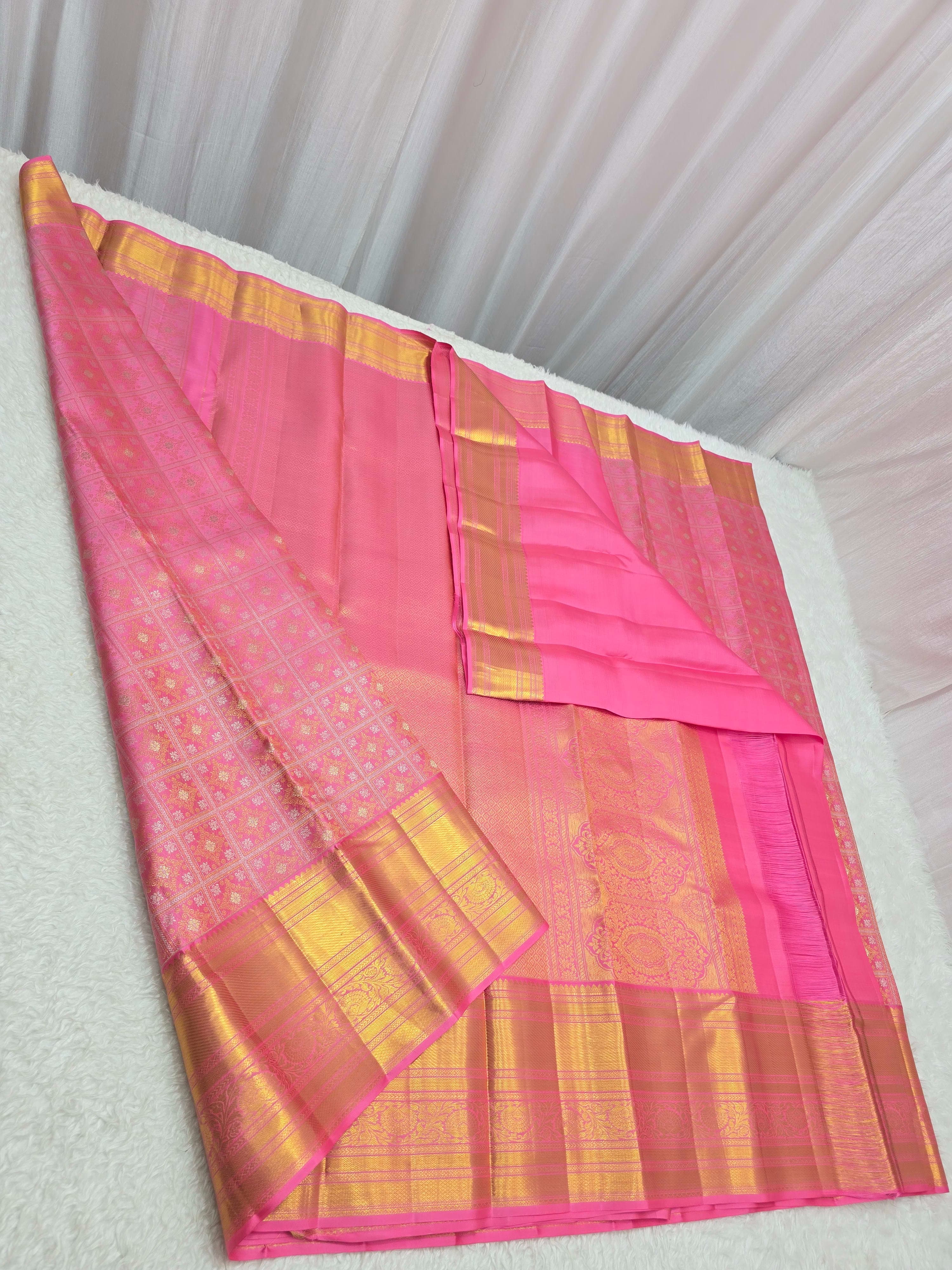 Handloom Baby Pink Silk Saree thumbnail 7