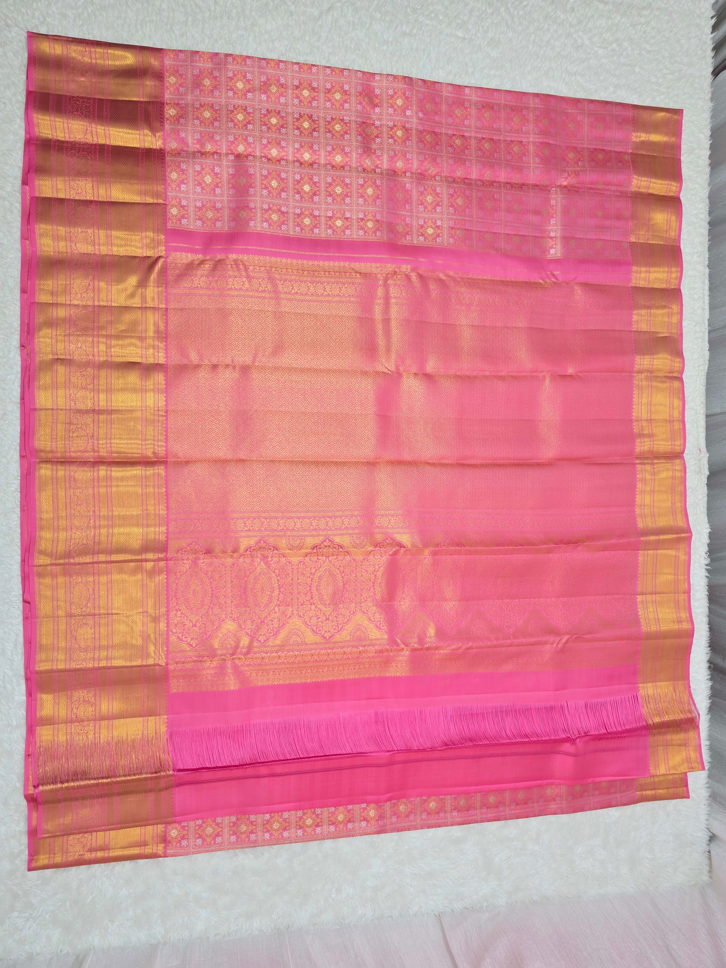 Handloom Baby Pink Silk Saree thumbnail 3