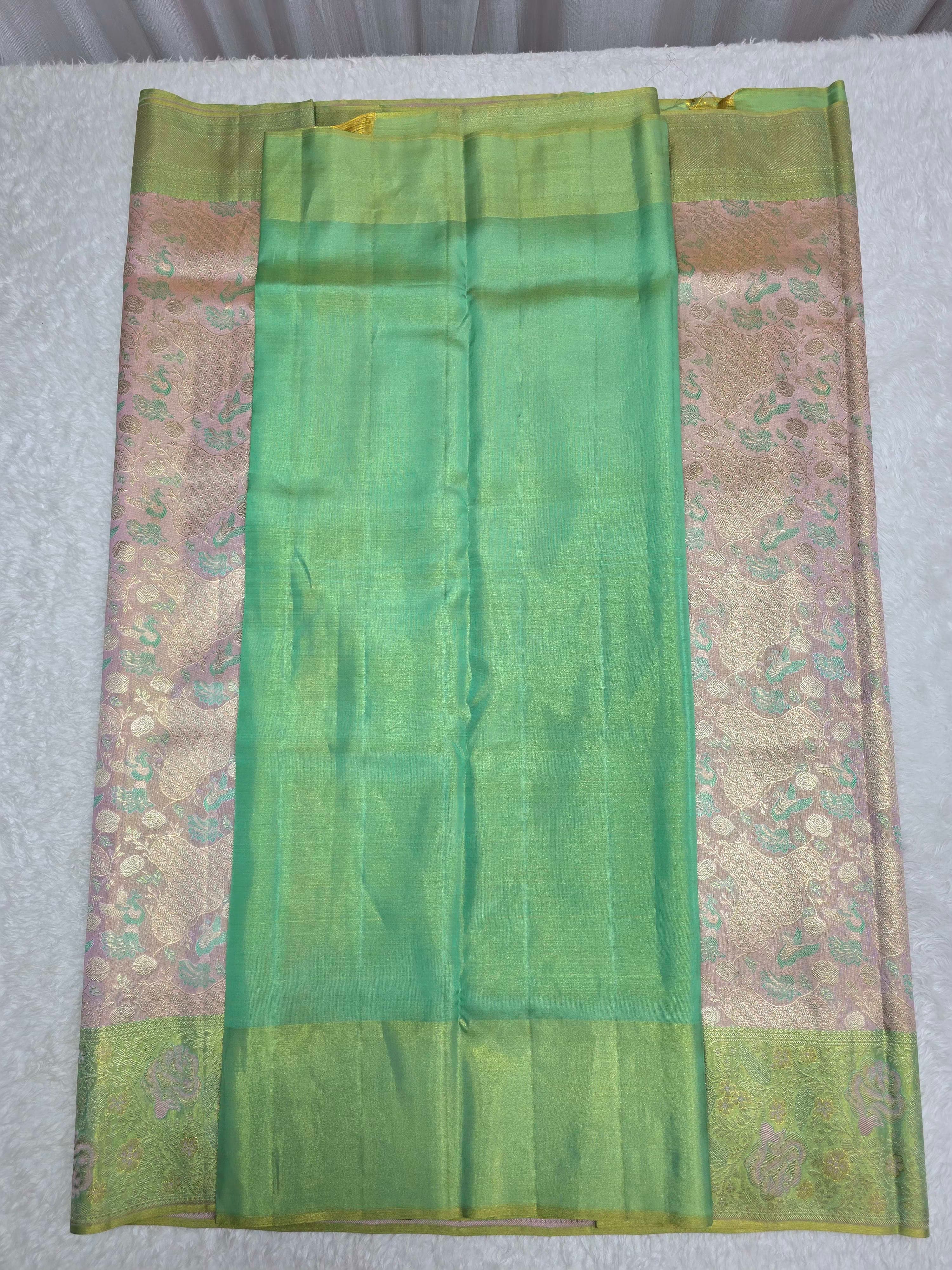 Handloom Peach Pink Silk Saree thumbnail 6