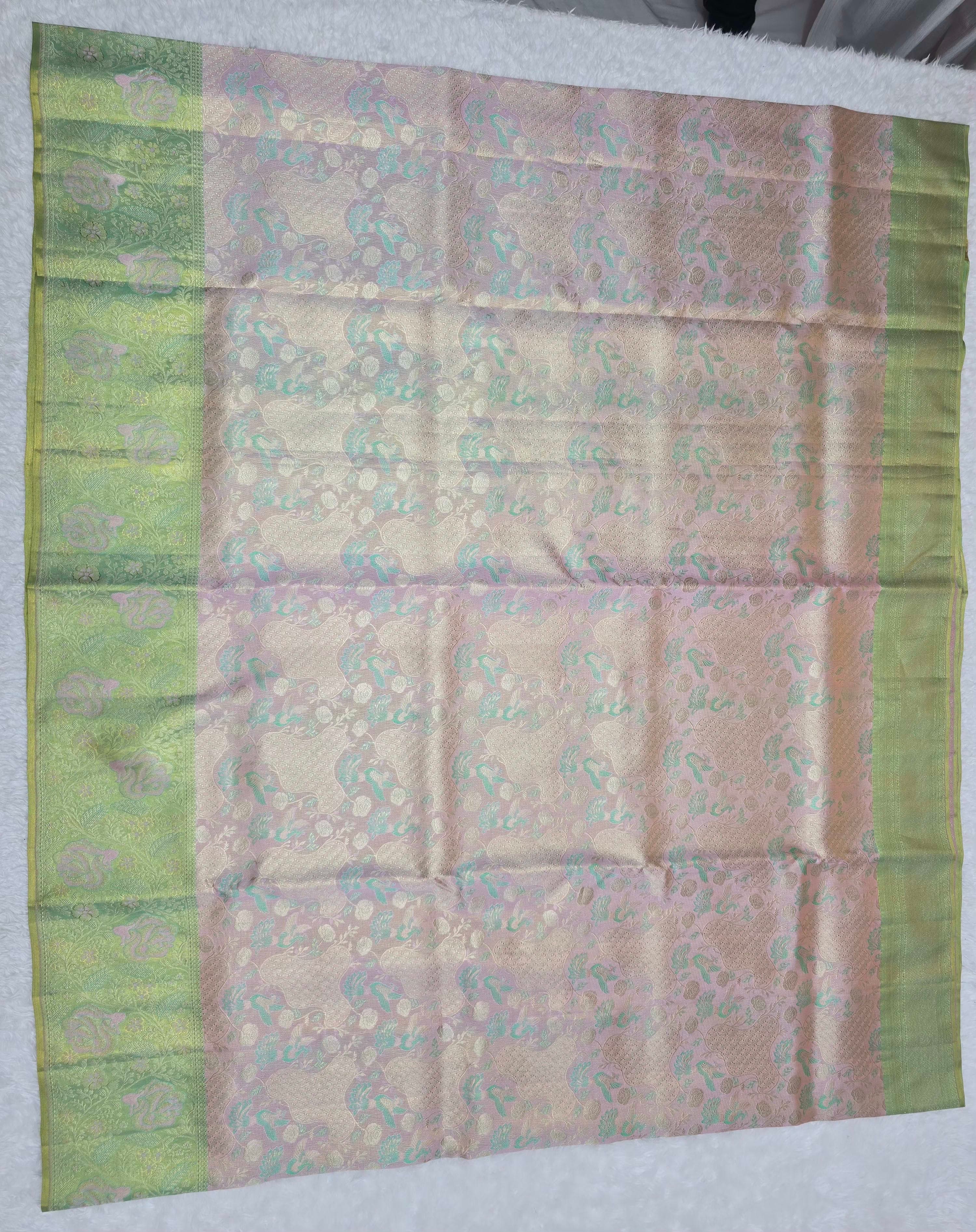 Handloom Peach Pink Silk Saree thumbnail 2
