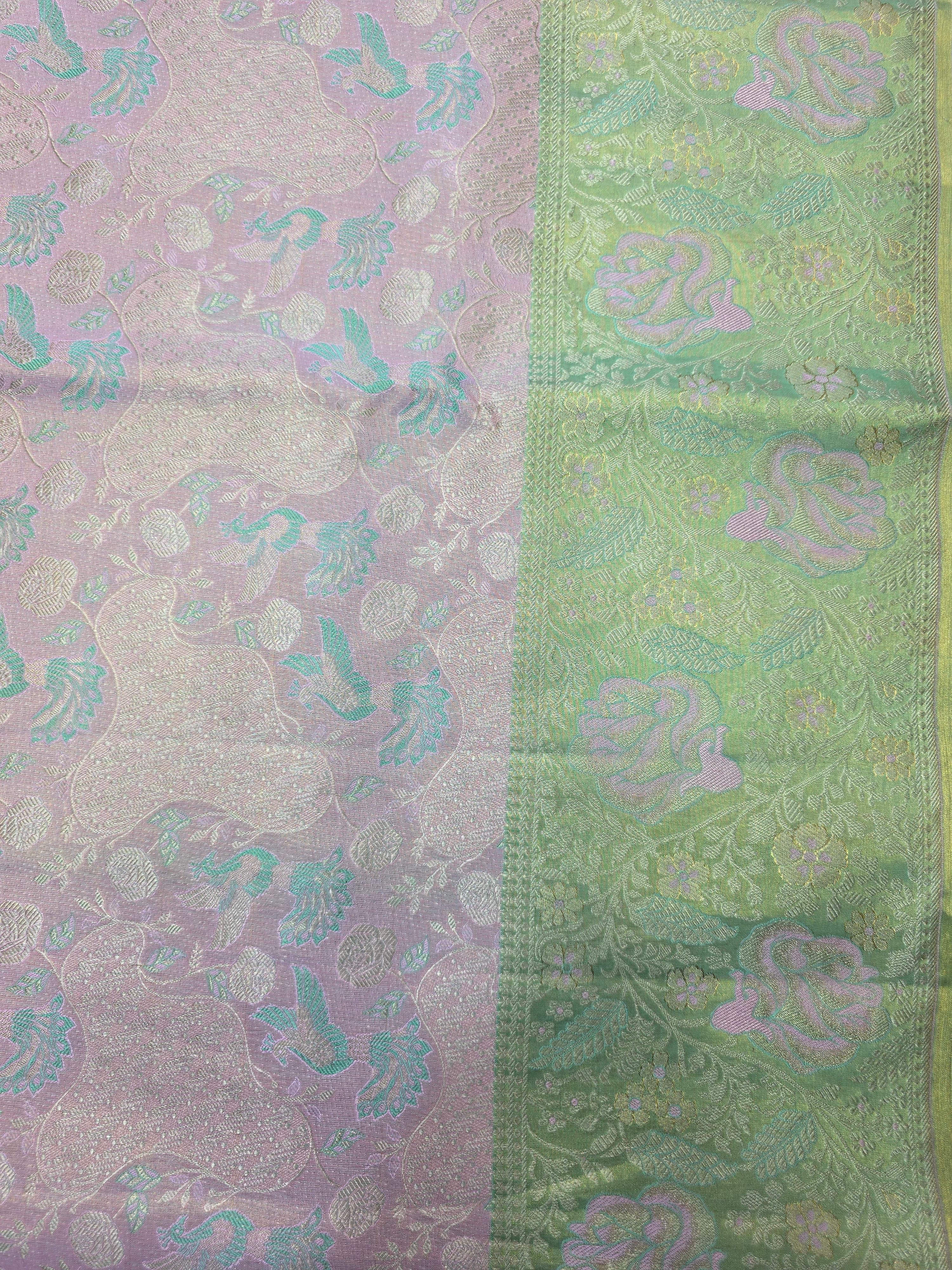Handloom Peach Pink Silk Saree thumbnail 5
