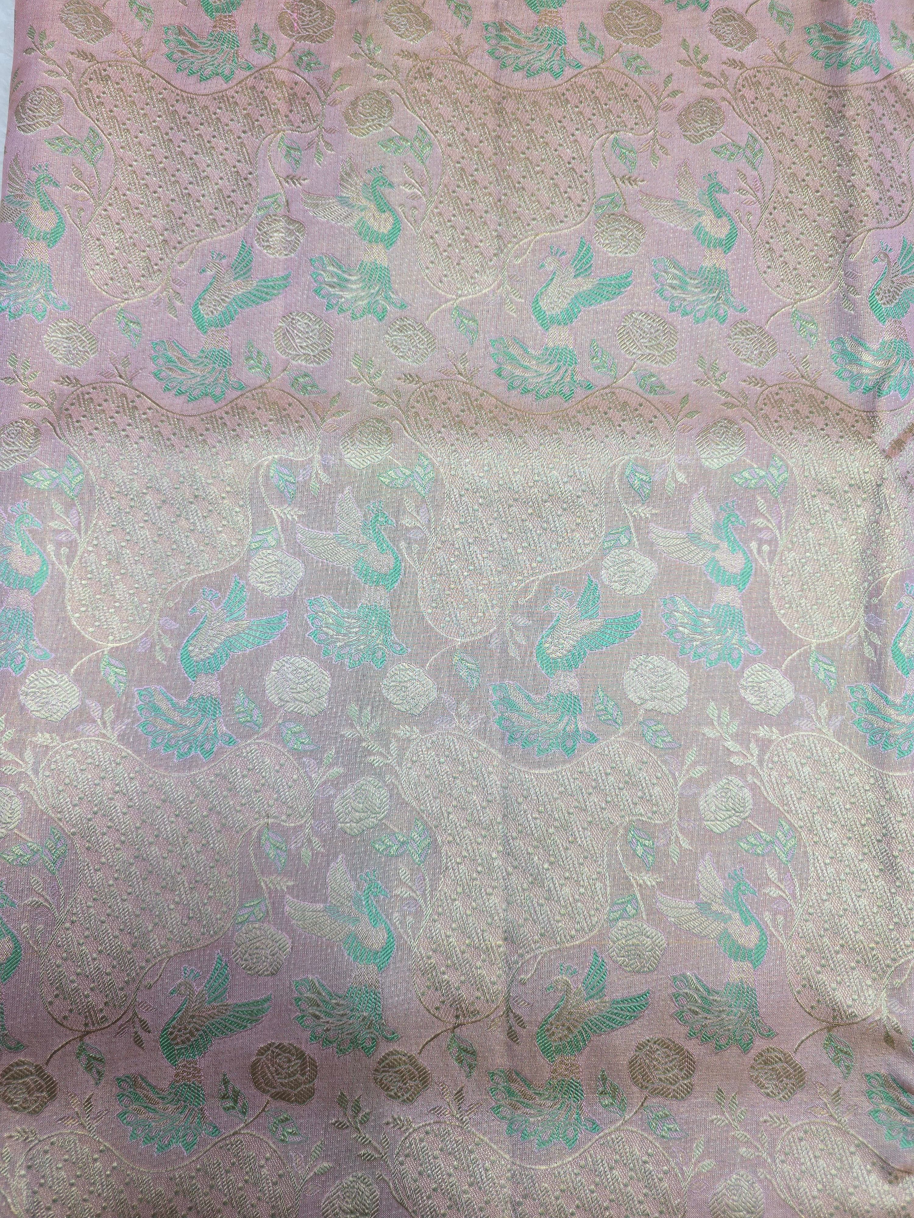 Handloom Peach Pink Silk Saree thumbnail 4