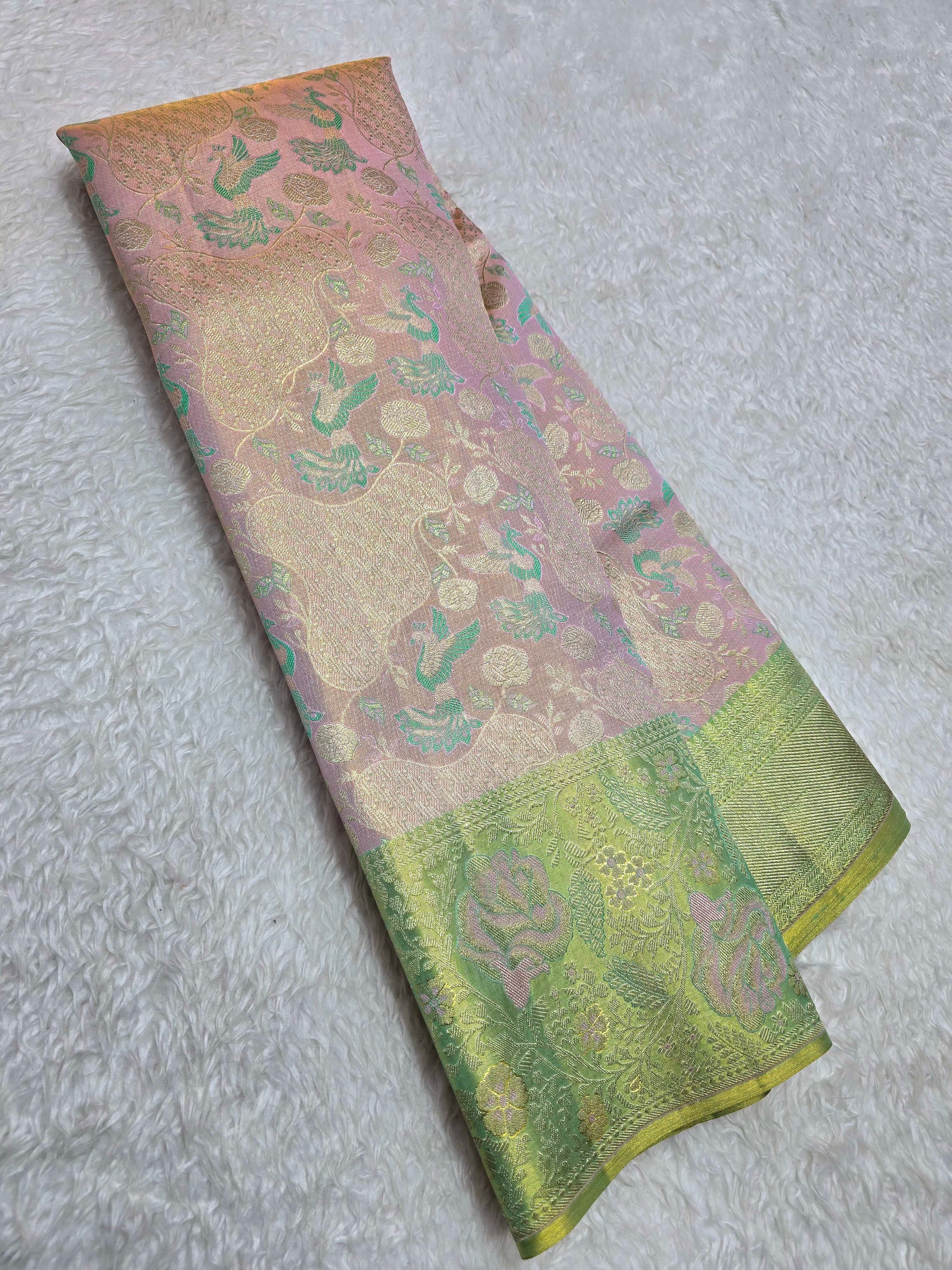 Handloom Peach Pink Silk Saree - View 1