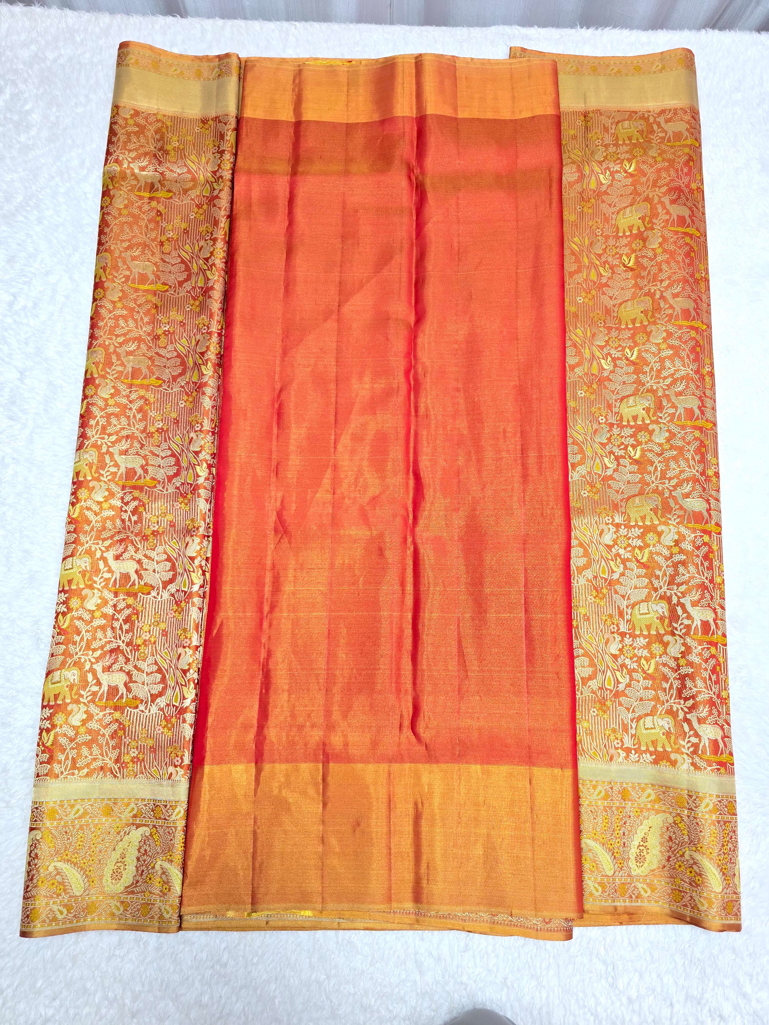 Handloom Red Gold Silk Saree thumbnail 6