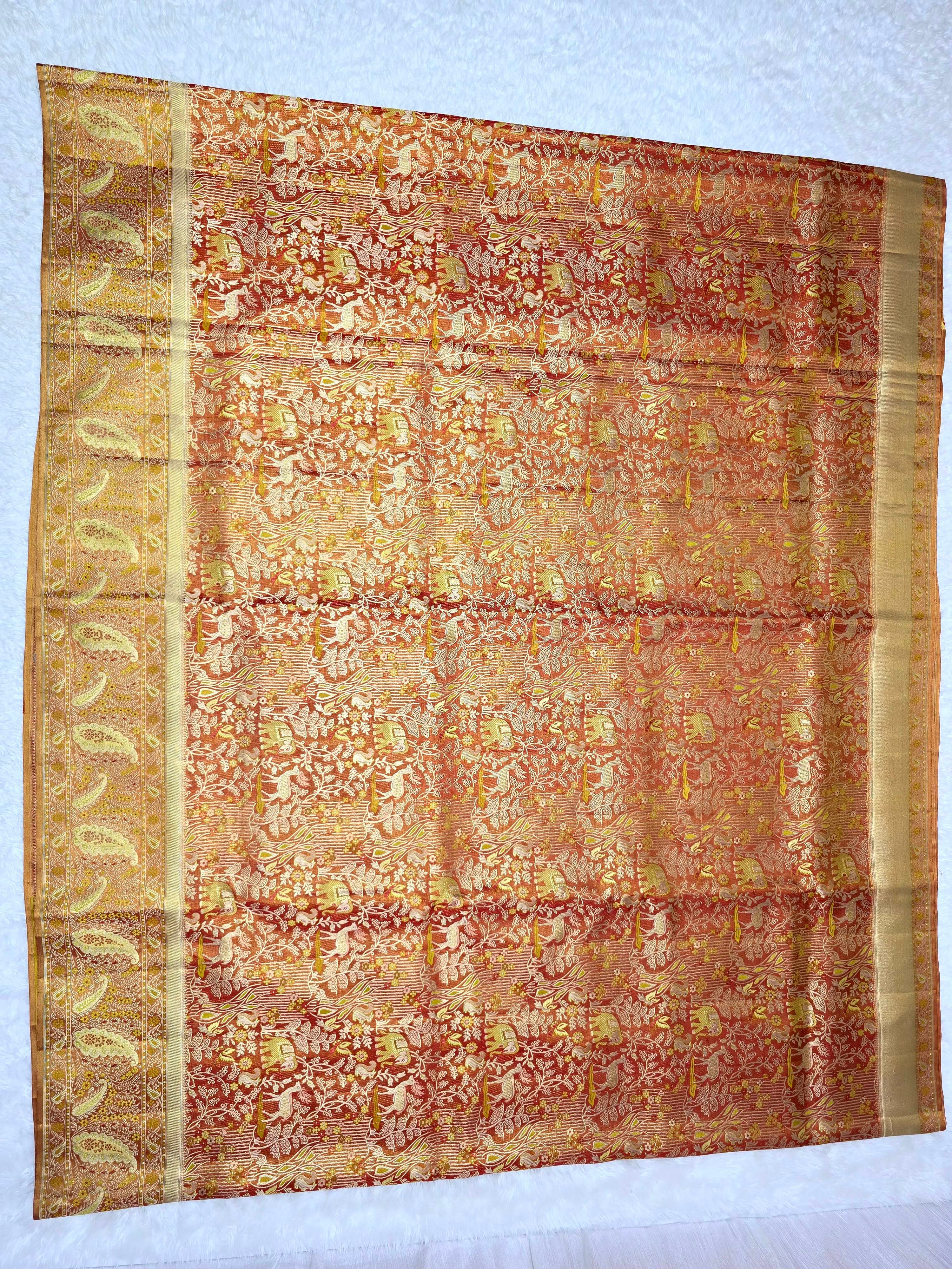 Handloom Red Gold Silk Saree thumbnail 2
