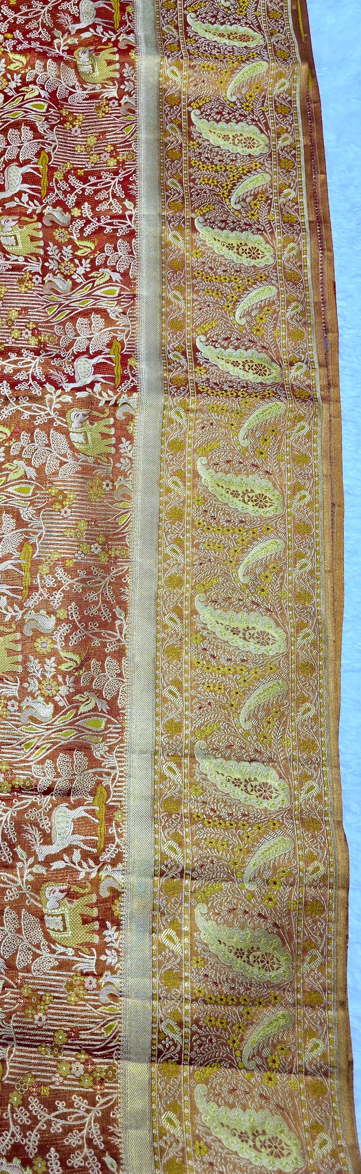 Handloom Red Gold Silk Saree thumbnail 5