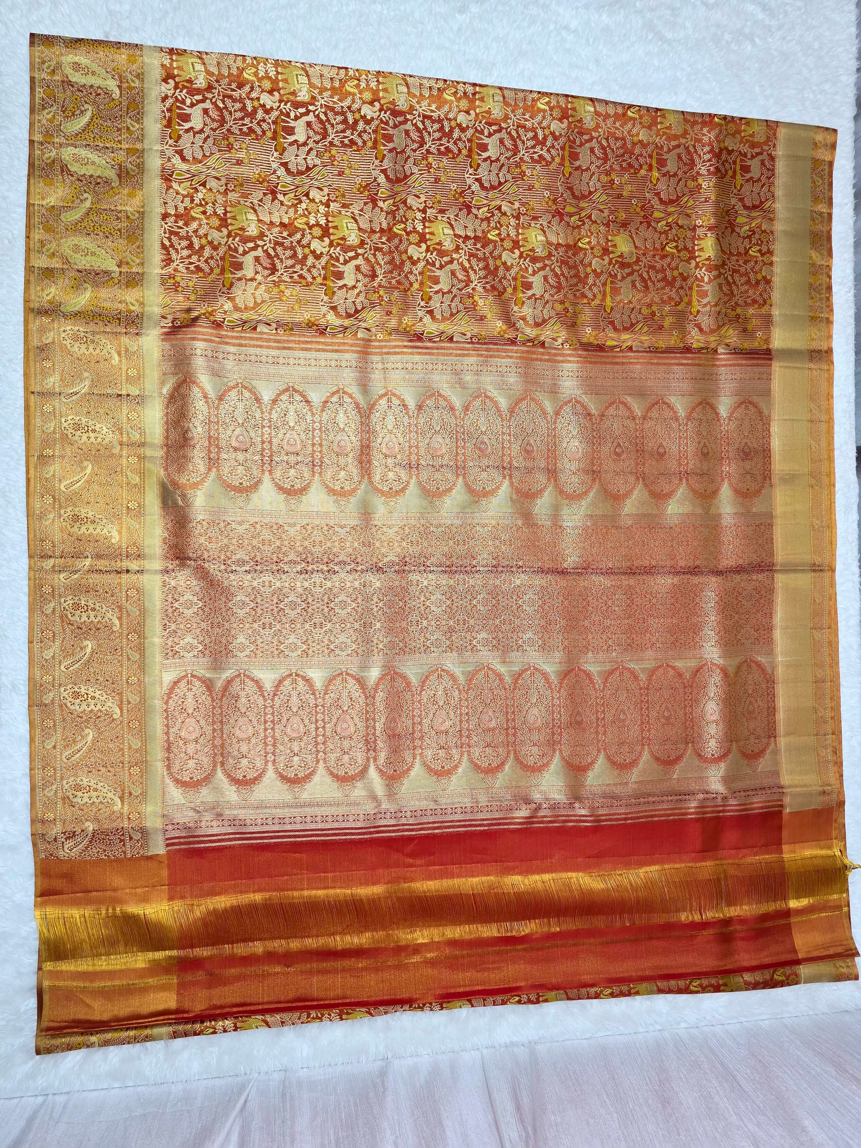 Handloom Red Gold Silk Saree thumbnail 3