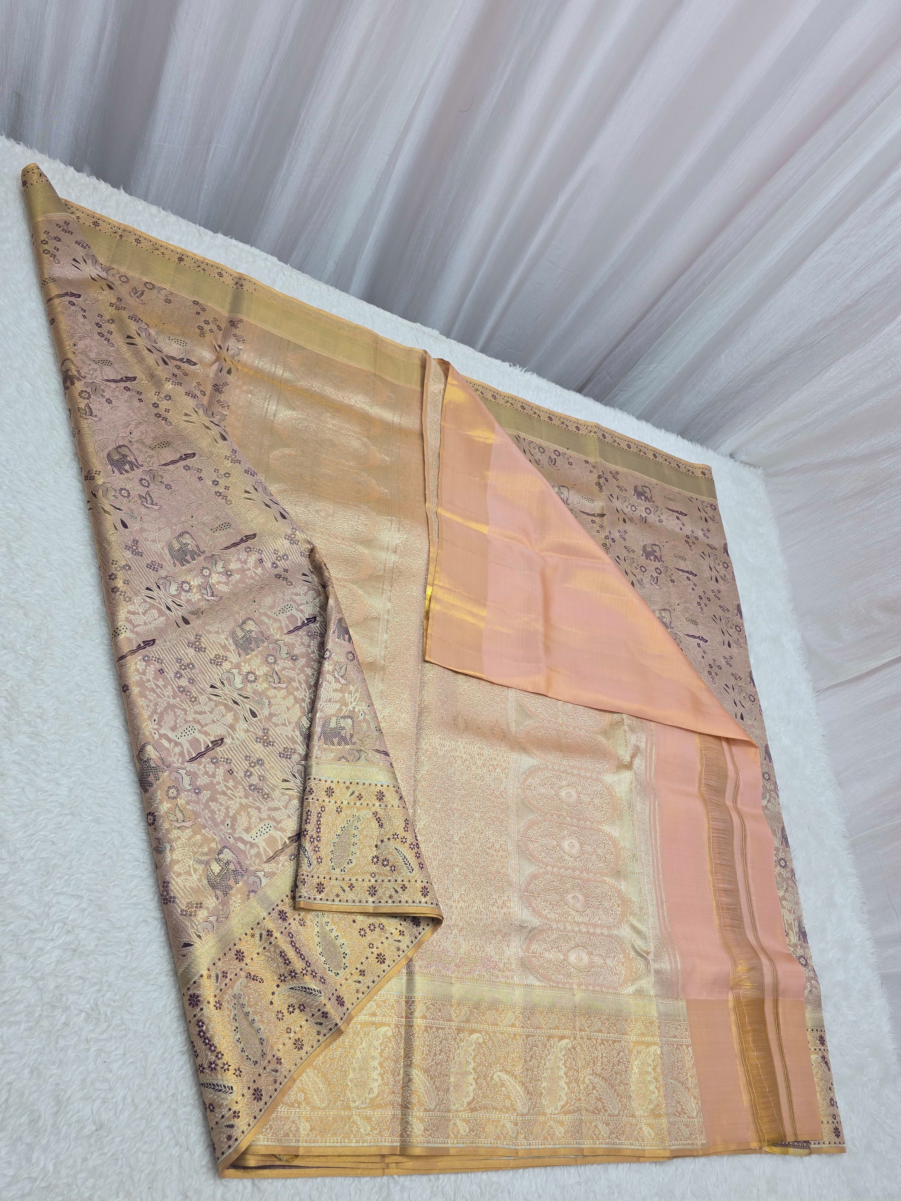 Handloom Light Lavender Silk Saree thumbnail 7