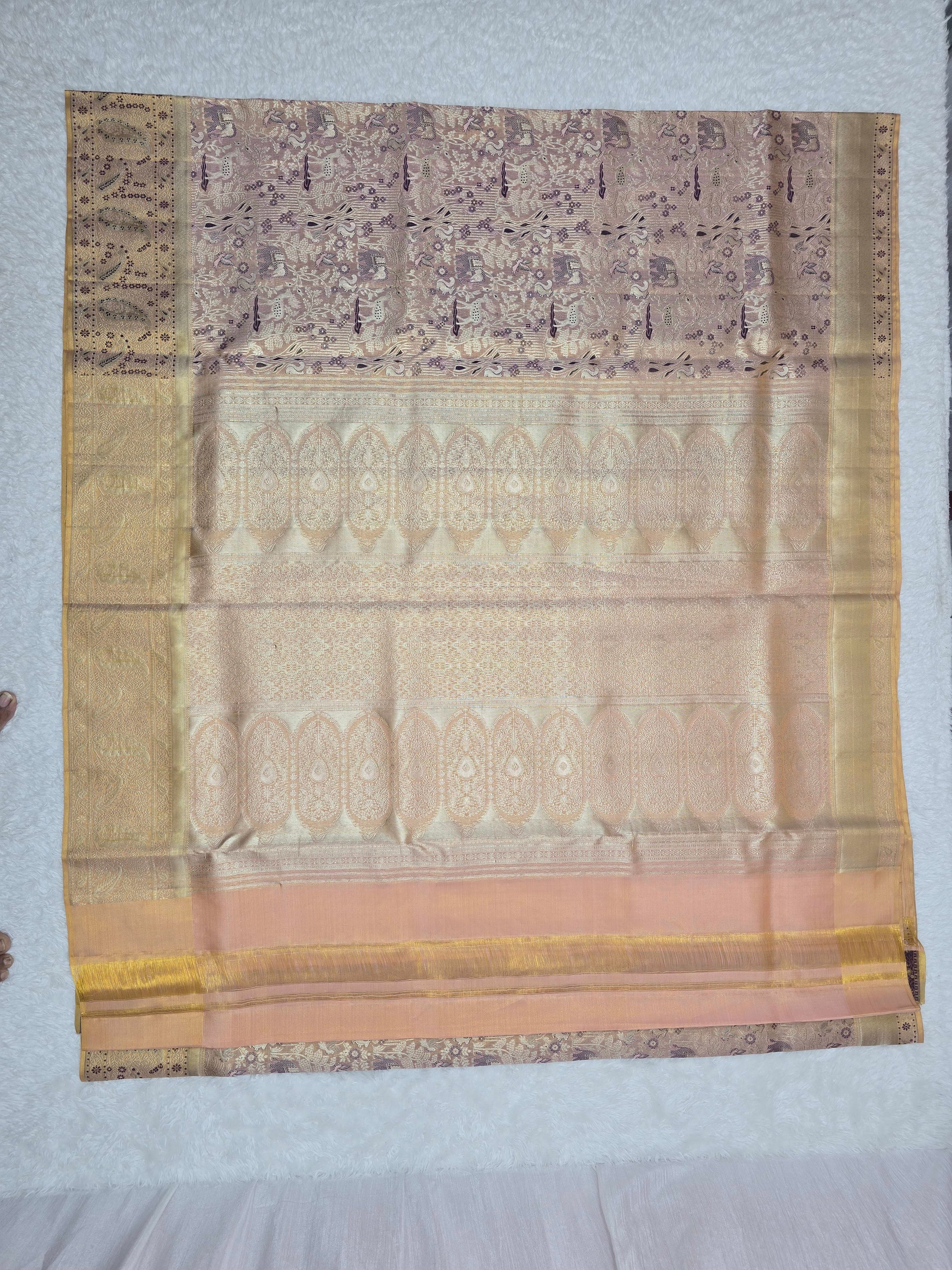 Handloom Light Lavender Silk Saree thumbnail 3