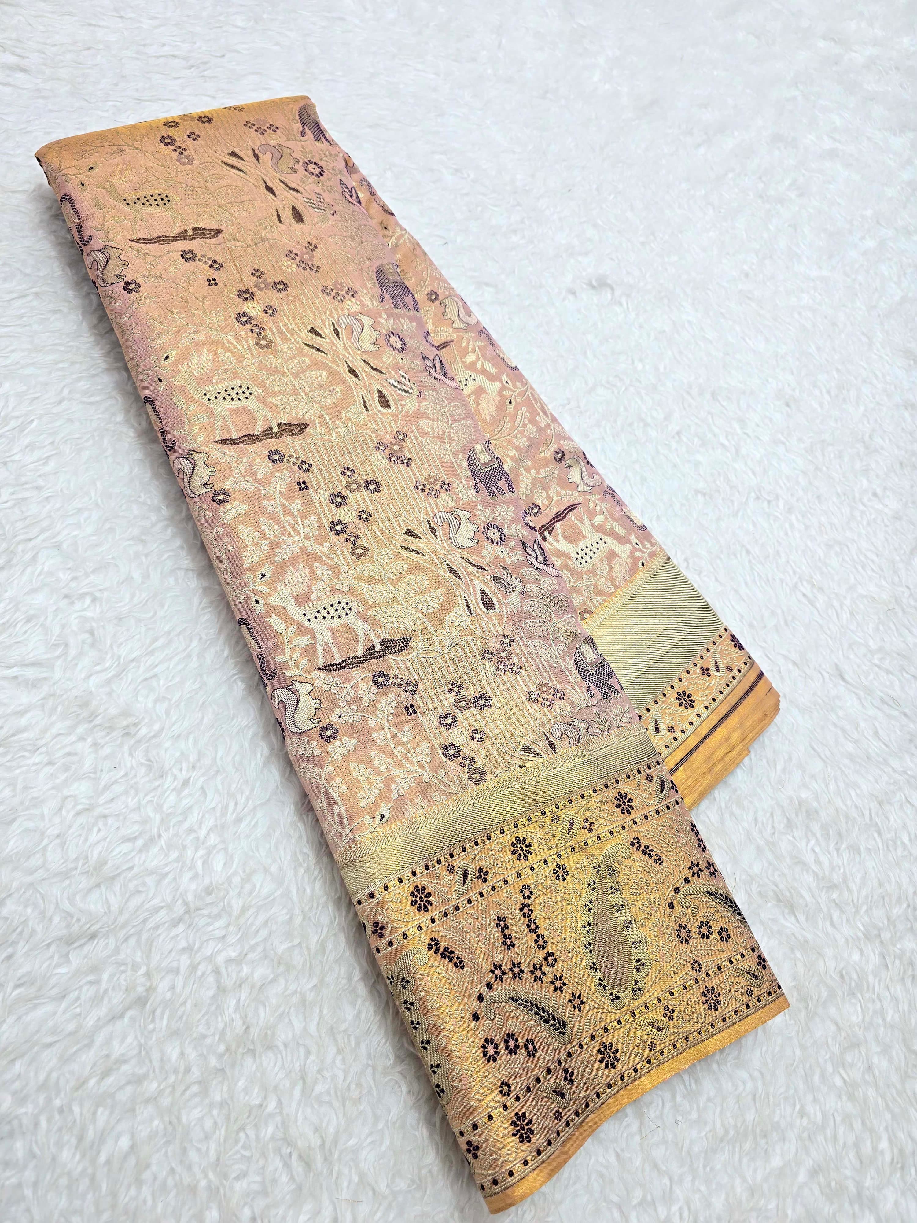Handloom Light Lavender Silk Saree - View 1
