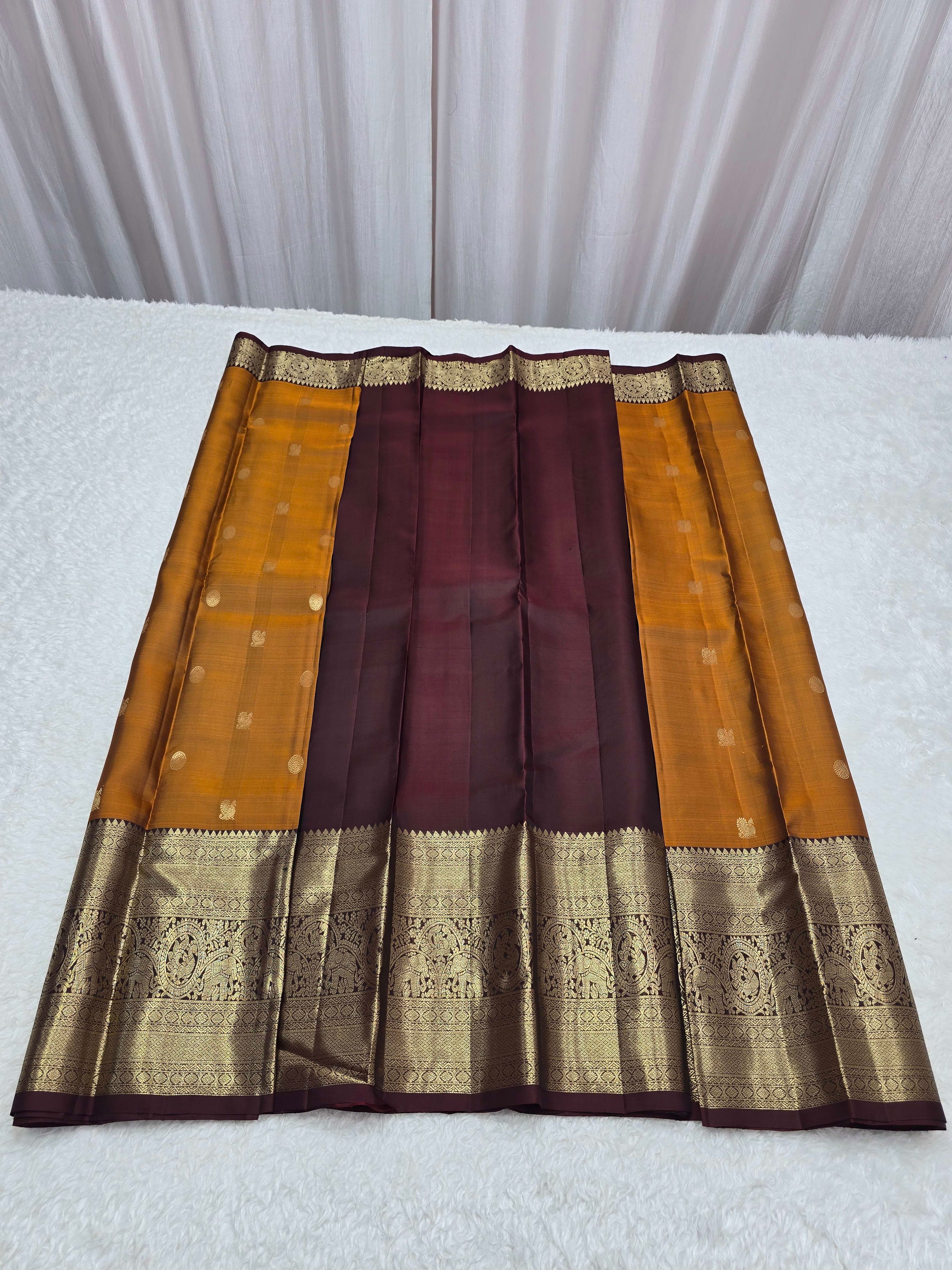 Handloom Rust Orange Silk Saree thumbnail 5
