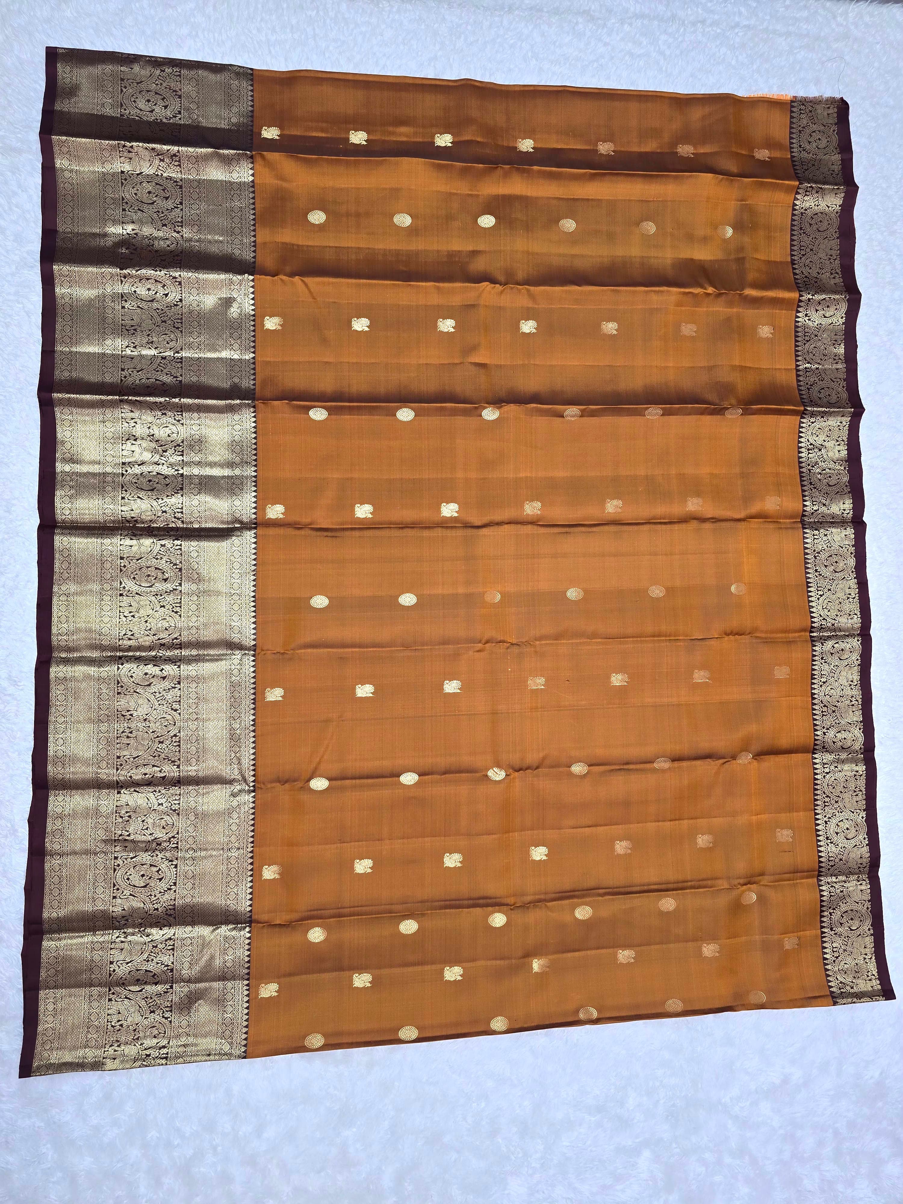 Handloom Rust Orange Silk Saree thumbnail 2
