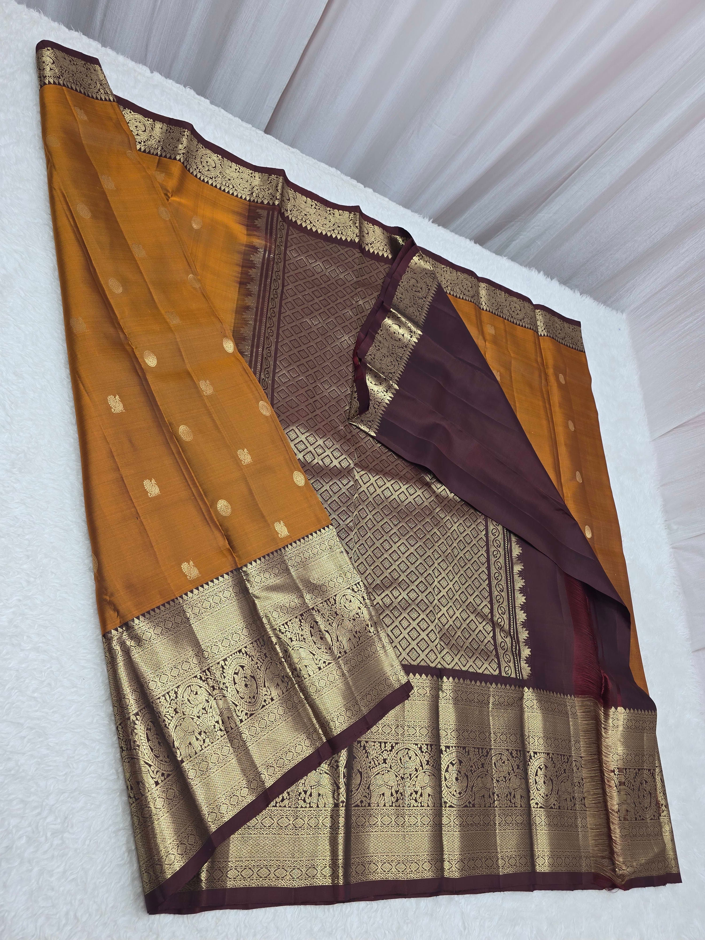 Handloom Rust Orange Silk Saree thumbnail 6