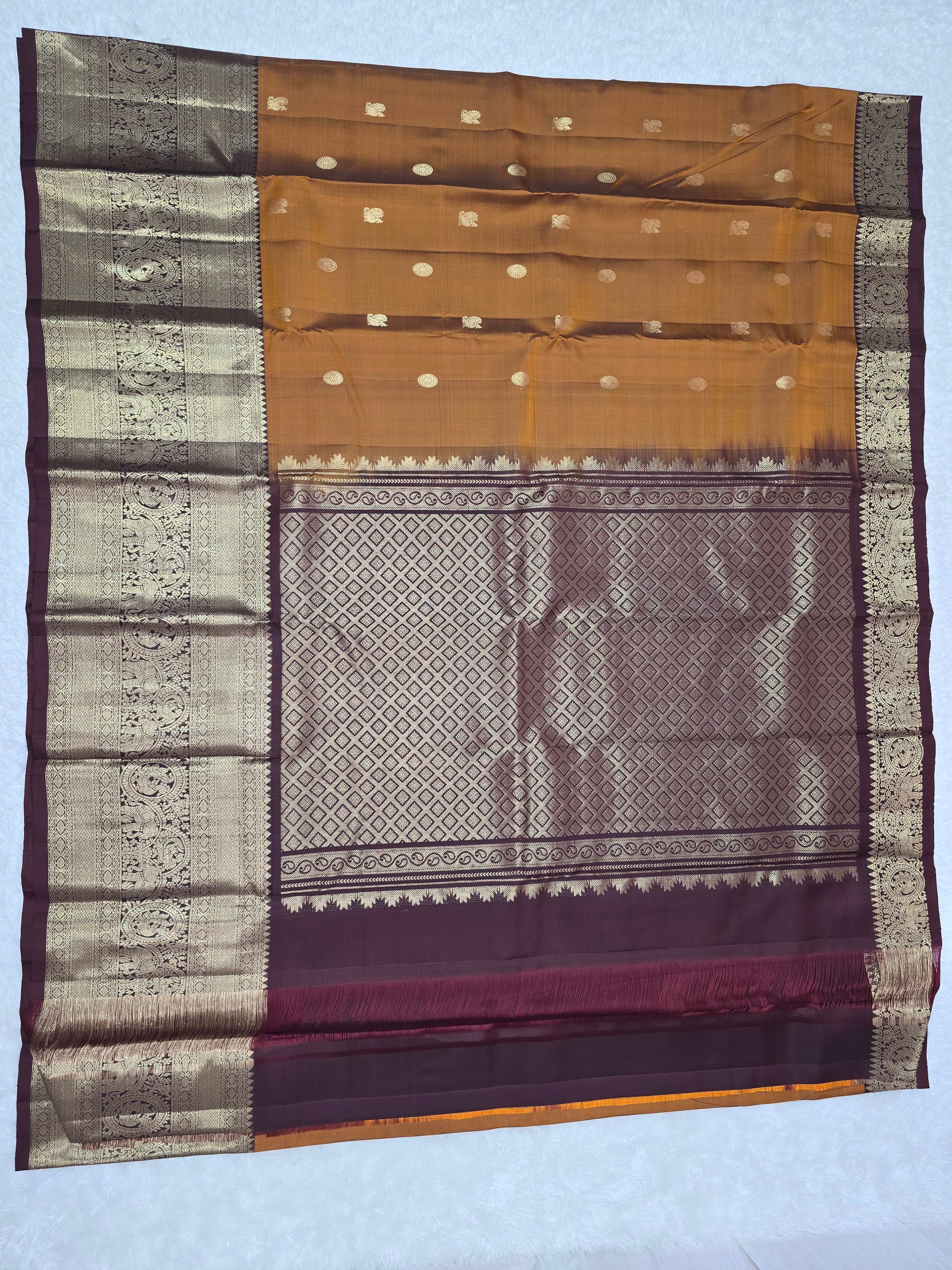 Handloom Rust Orange Silk Saree thumbnail 3
