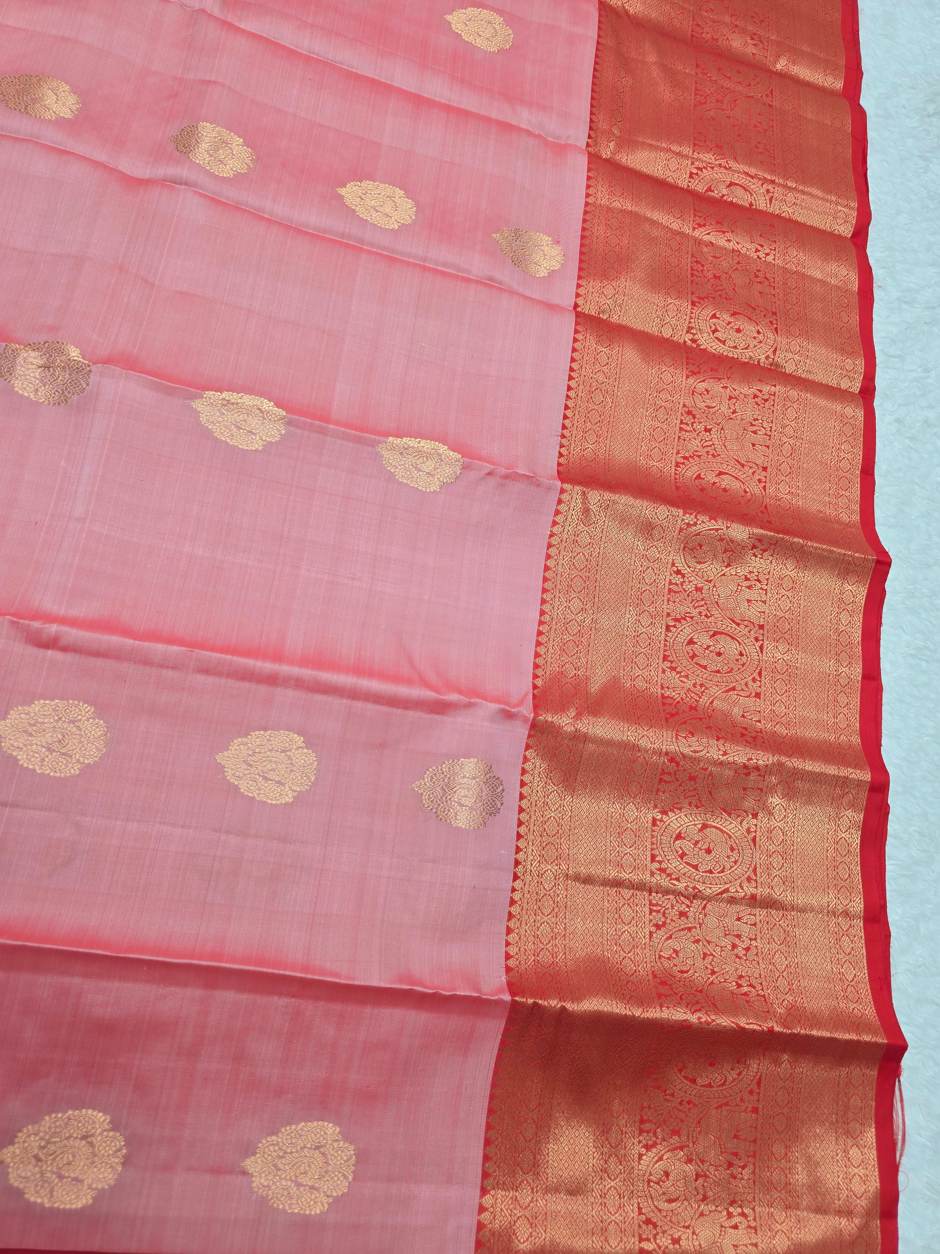 Handloom Baby Pink Silk Saree thumbnail 5
