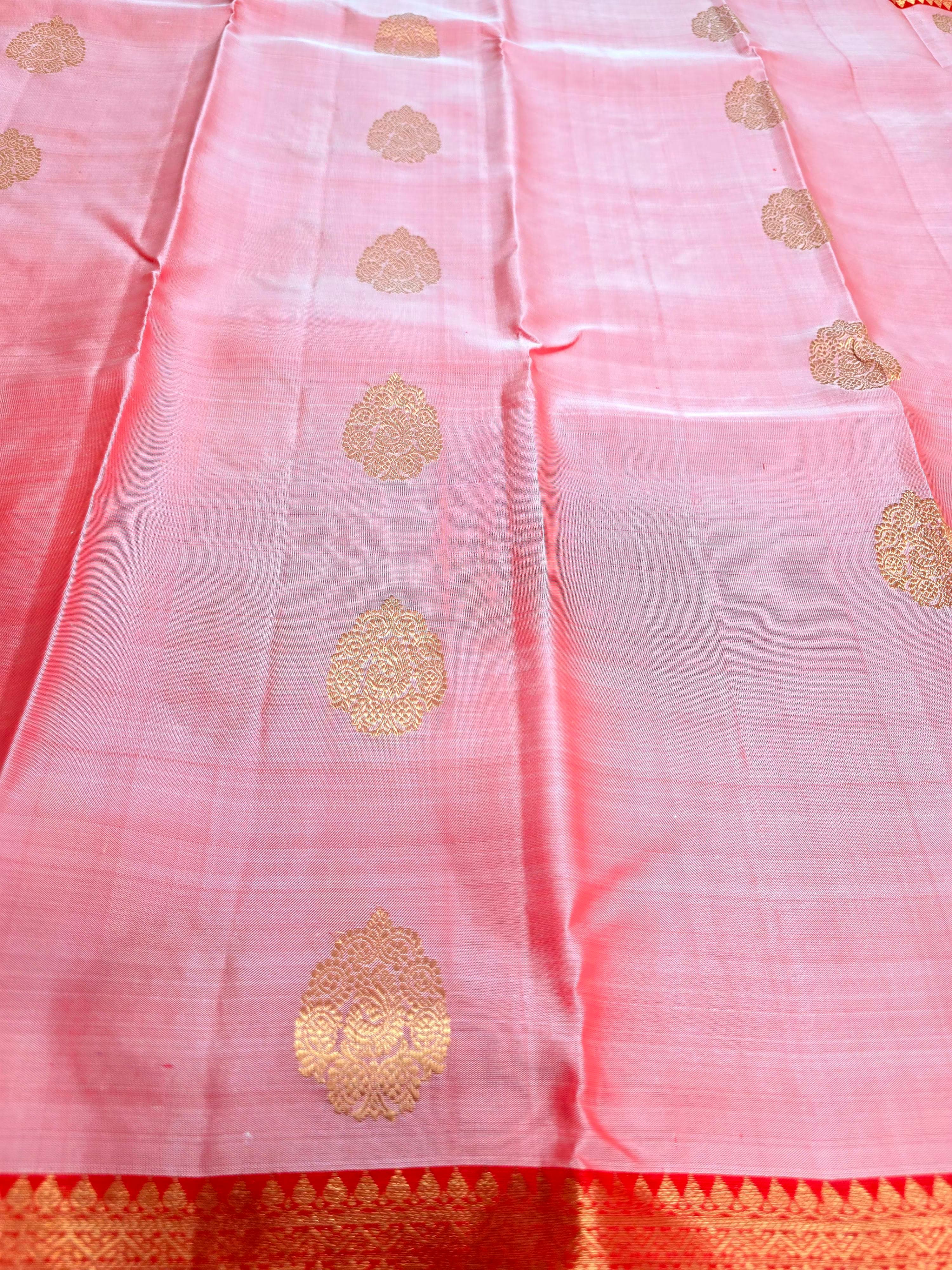 Handloom Baby Pink Silk Saree thumbnail 4