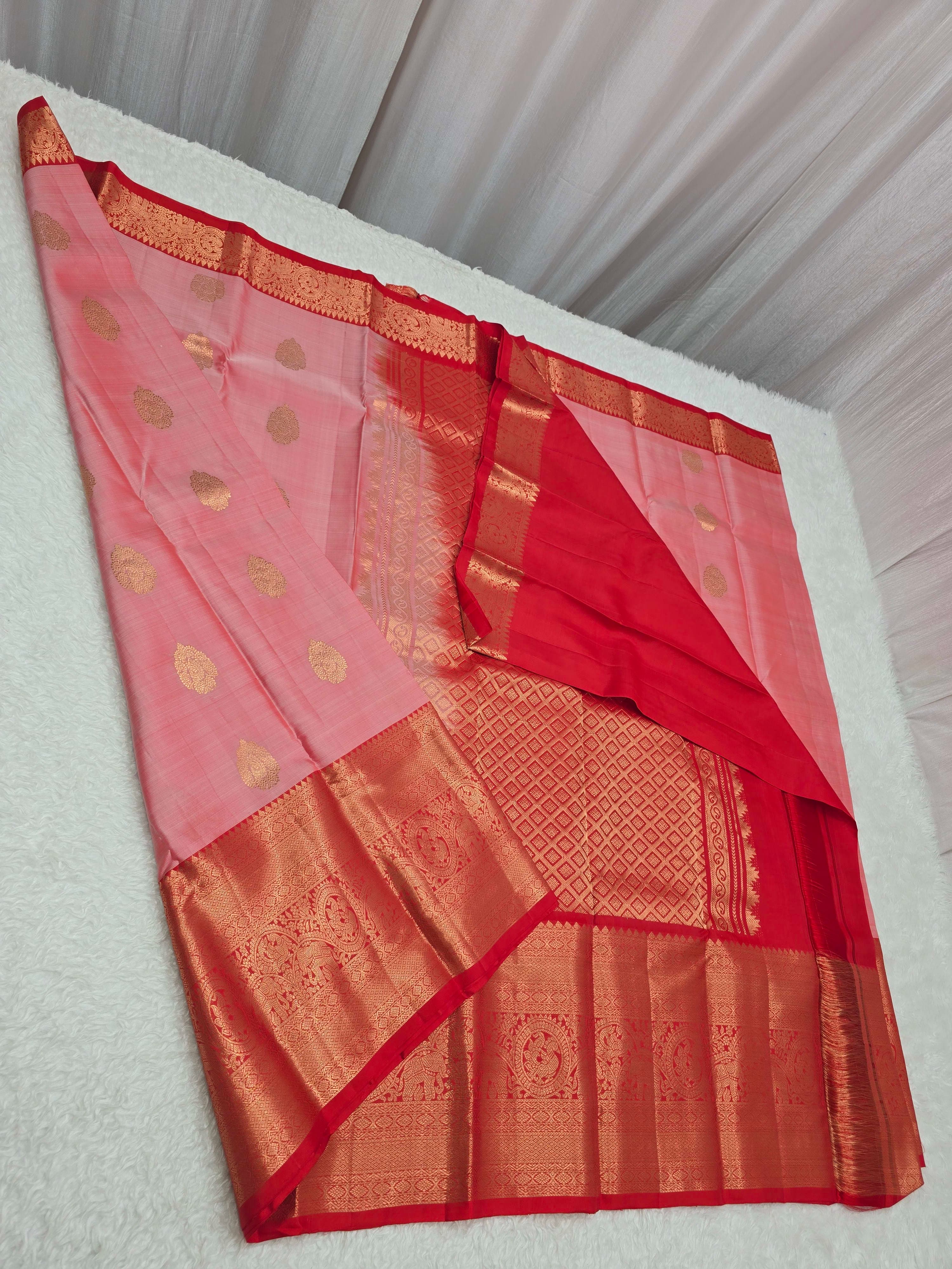 Handloom Baby Pink Silk Saree thumbnail 7