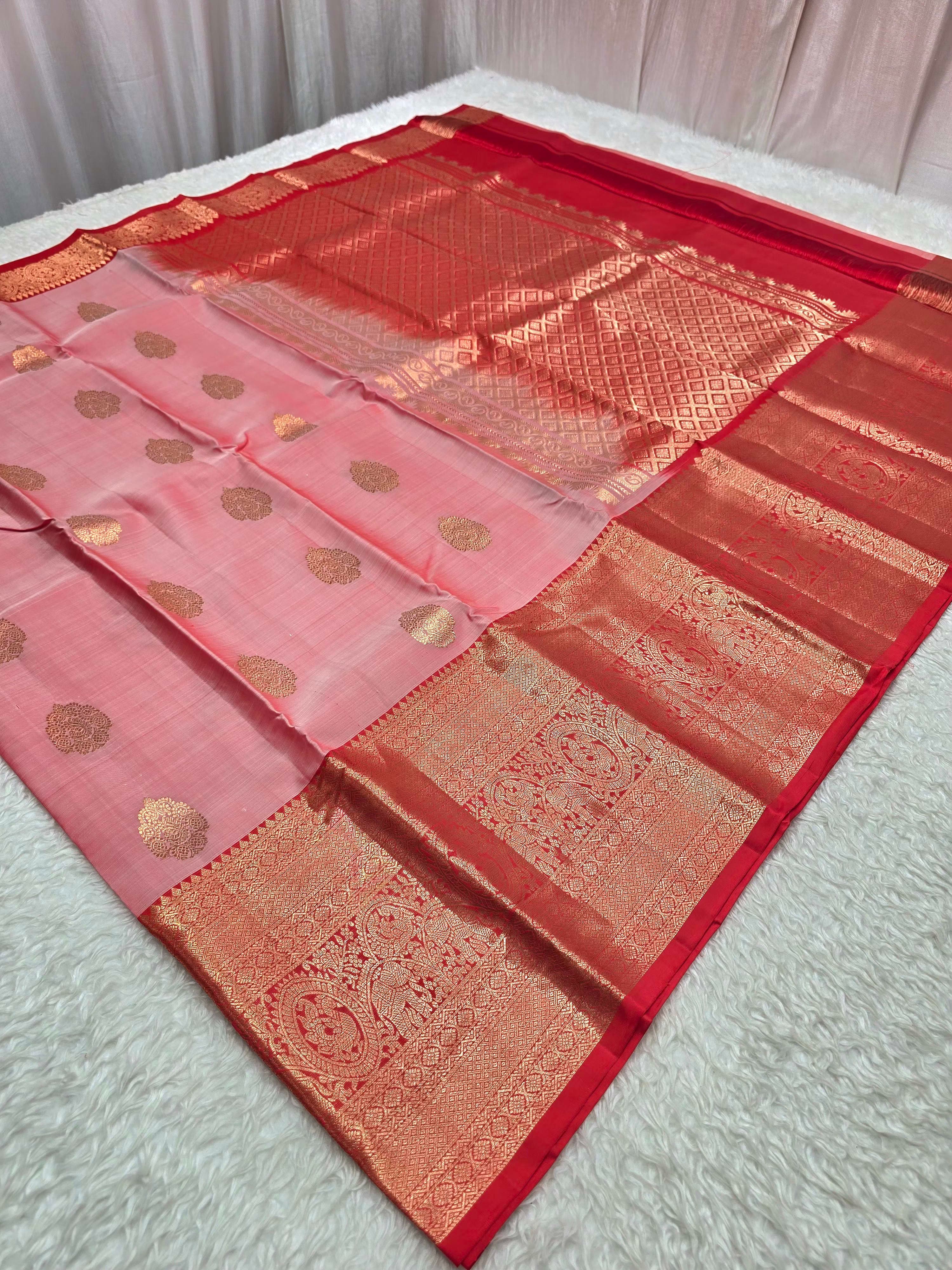 Handloom Baby Pink Silk Saree thumbnail 3
