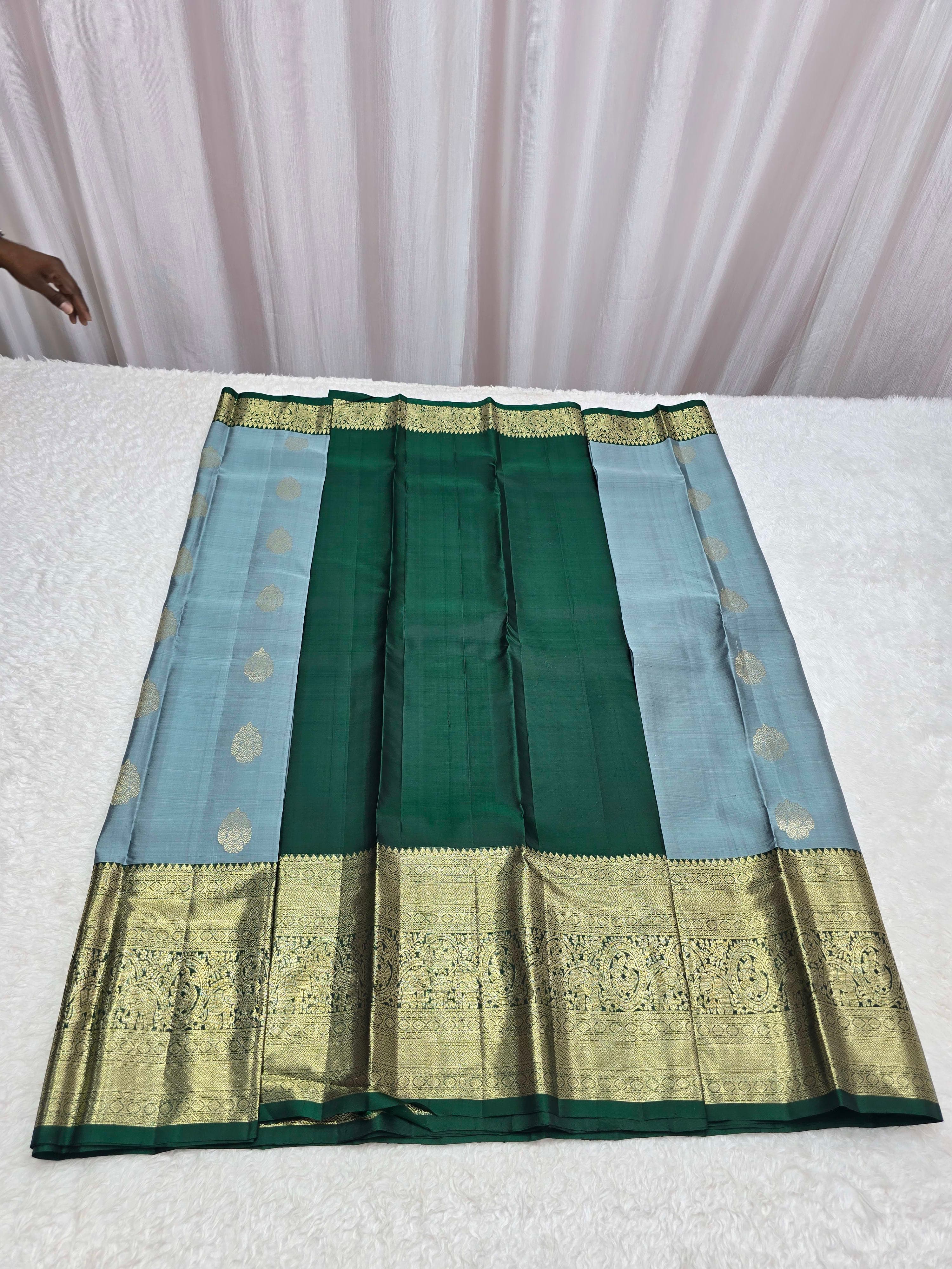 Handloom Grey Silk Saree thumbnail 6