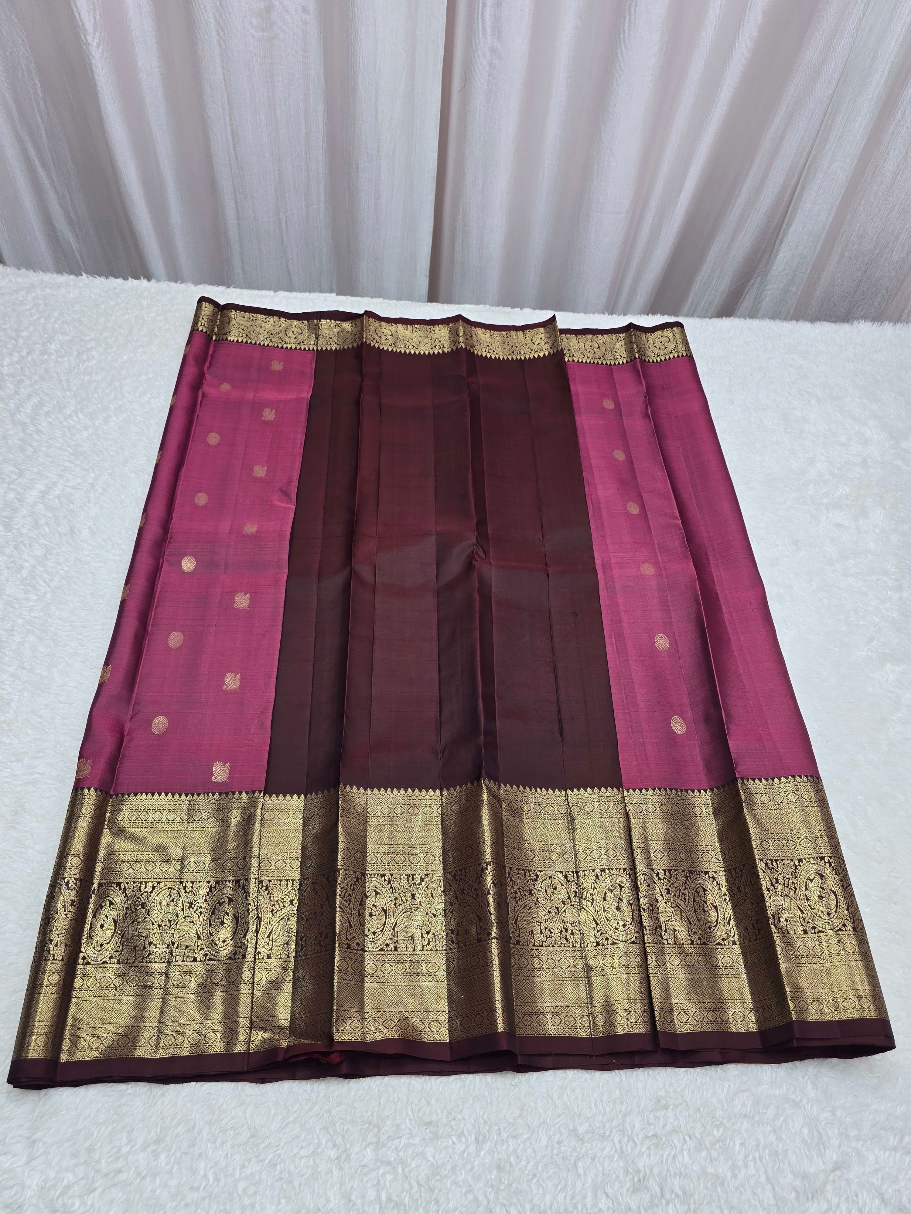 Handloom Wine Silk Saree thumbnail 6