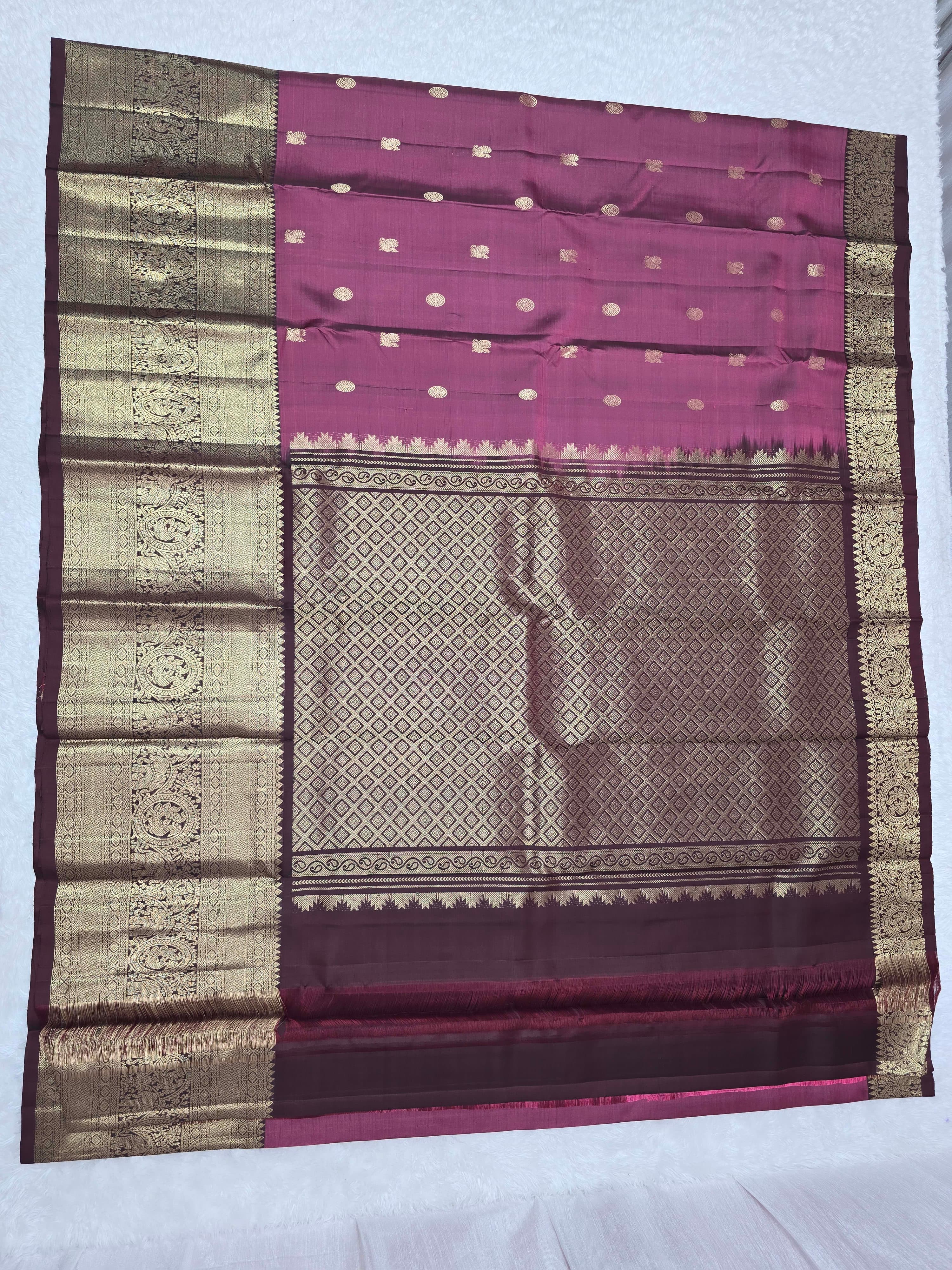 Handloom Wine Silk Saree thumbnail 3