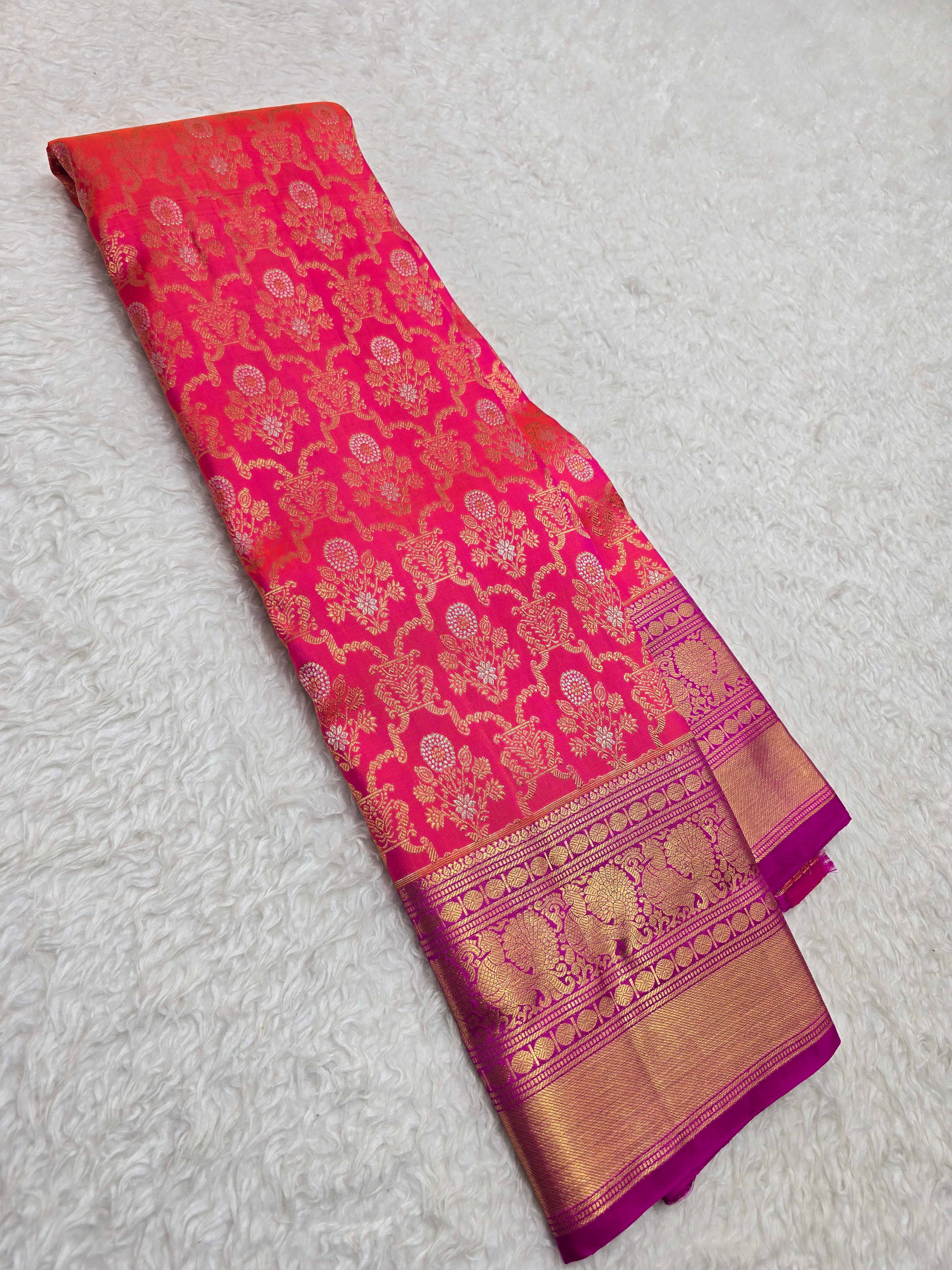 Handloom Red Silk Saree - View 1