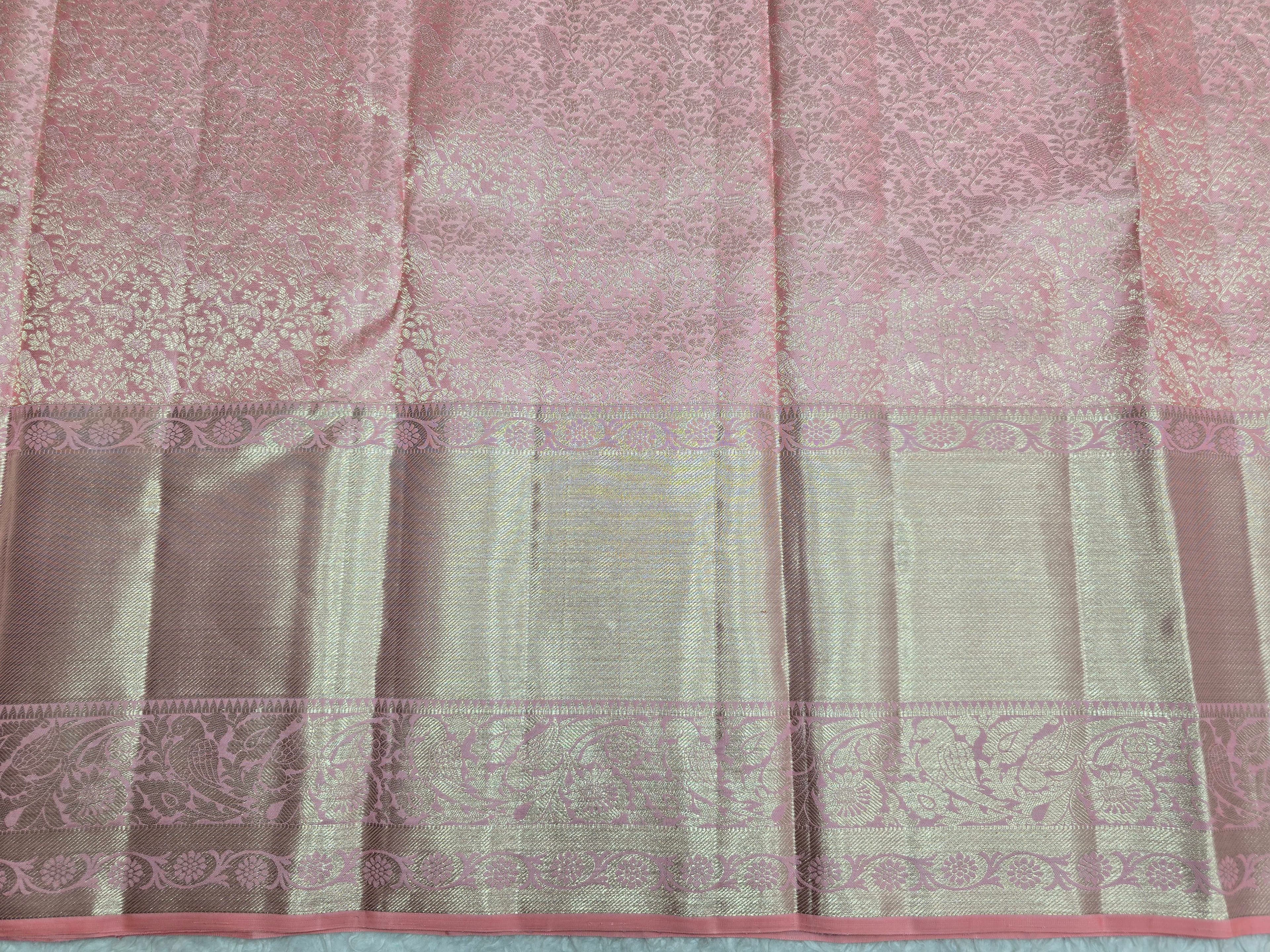 Handloom Pink Silk Saree thumbnail 4