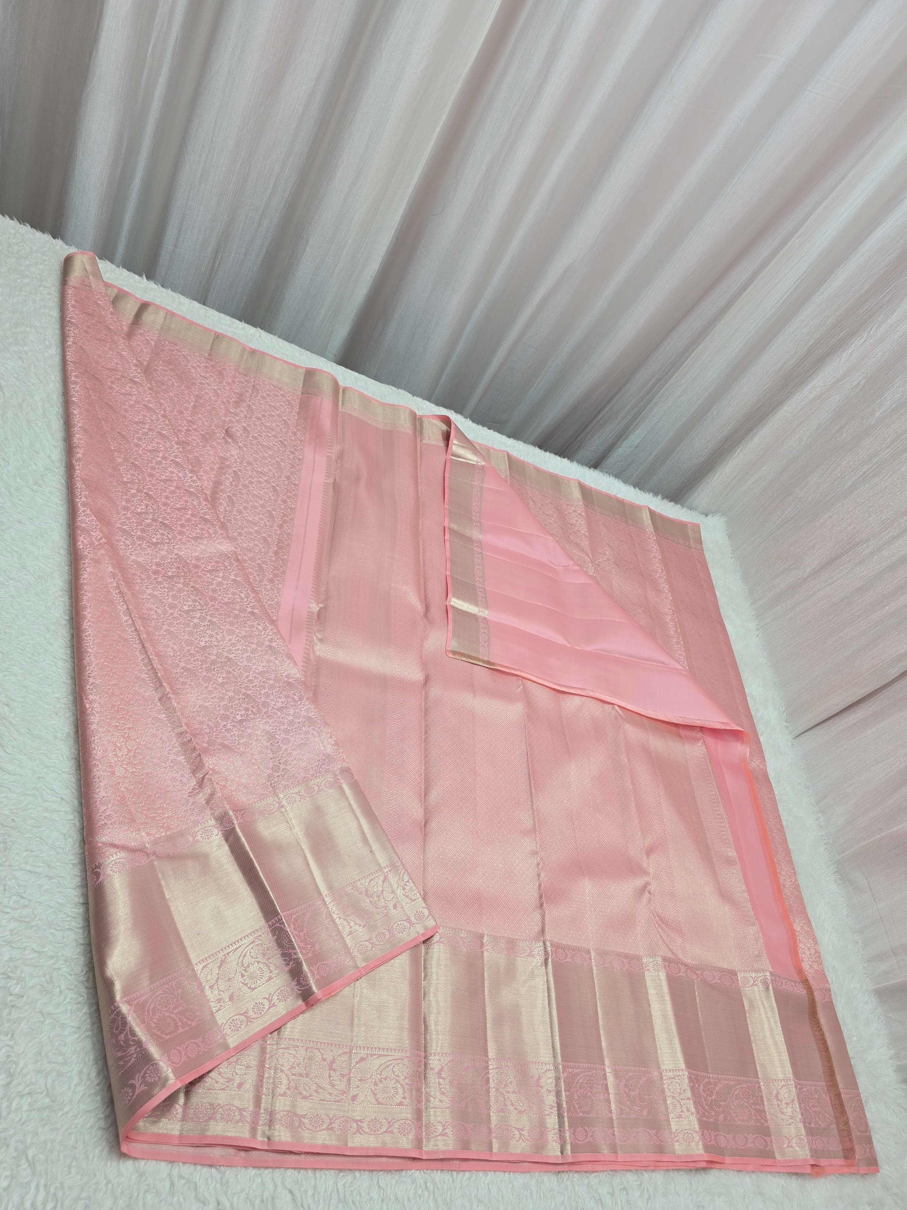 Handloom Pink Silk Saree thumbnail 6