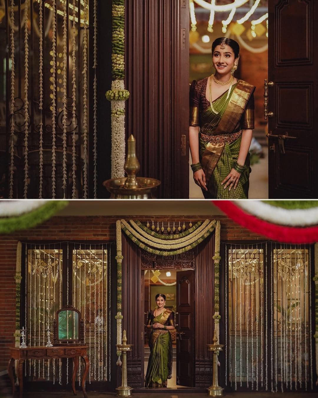 Green Silk Traditional Weave — close drape